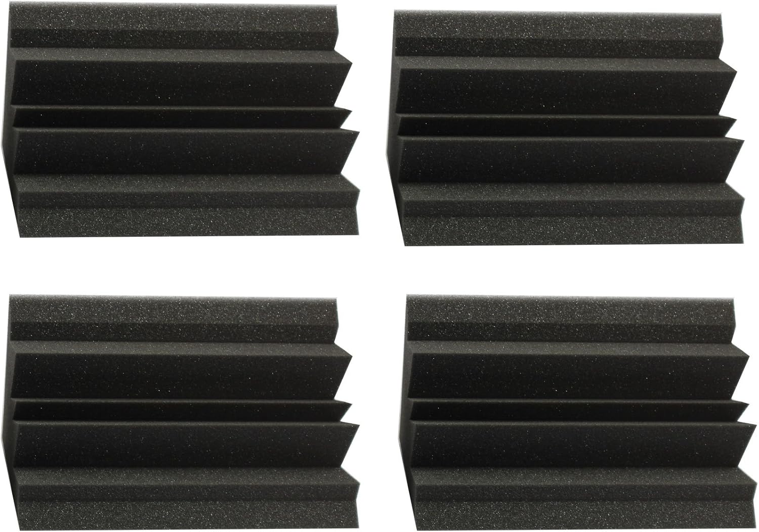 Acoustic Foam Bass Trap Studio Corner Wall 12" X 6" X 6" (4 PACK) Made in USA - Color: Charcoal