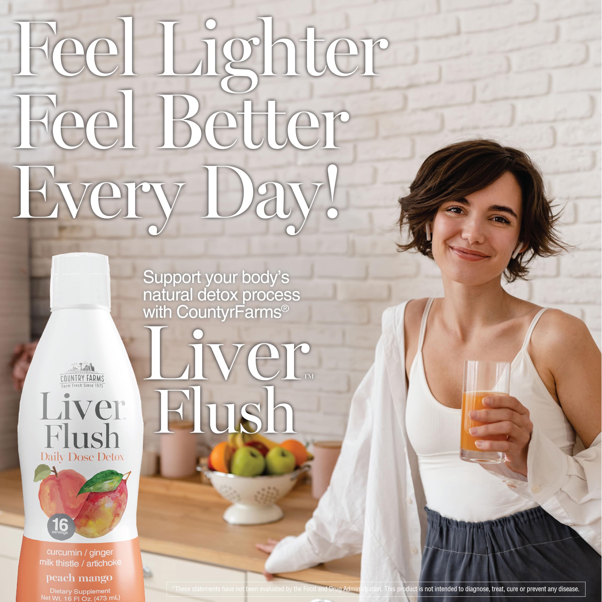 Country Farms Liver Flush Daily Dose Detox Liquid Supplement – Peach Mango Flavor – Liver & Digestive Support with Milk Thistle, Artichoke, Ginger, Turmeric & Organic Inulin Fiber, 16 Fl Oz — Amazon image 5