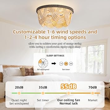 20 Boho Caged Flush Mount Ceiling Fan with Light and Remote Control