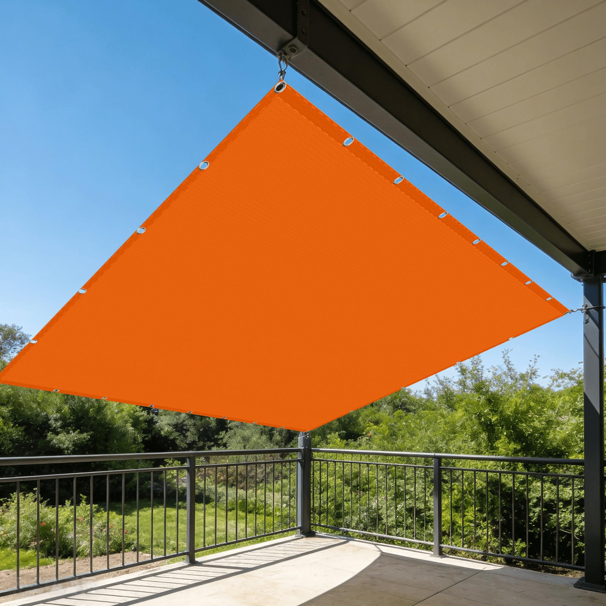 Toile d'ombrage protection solaire orange pour balcon et patio