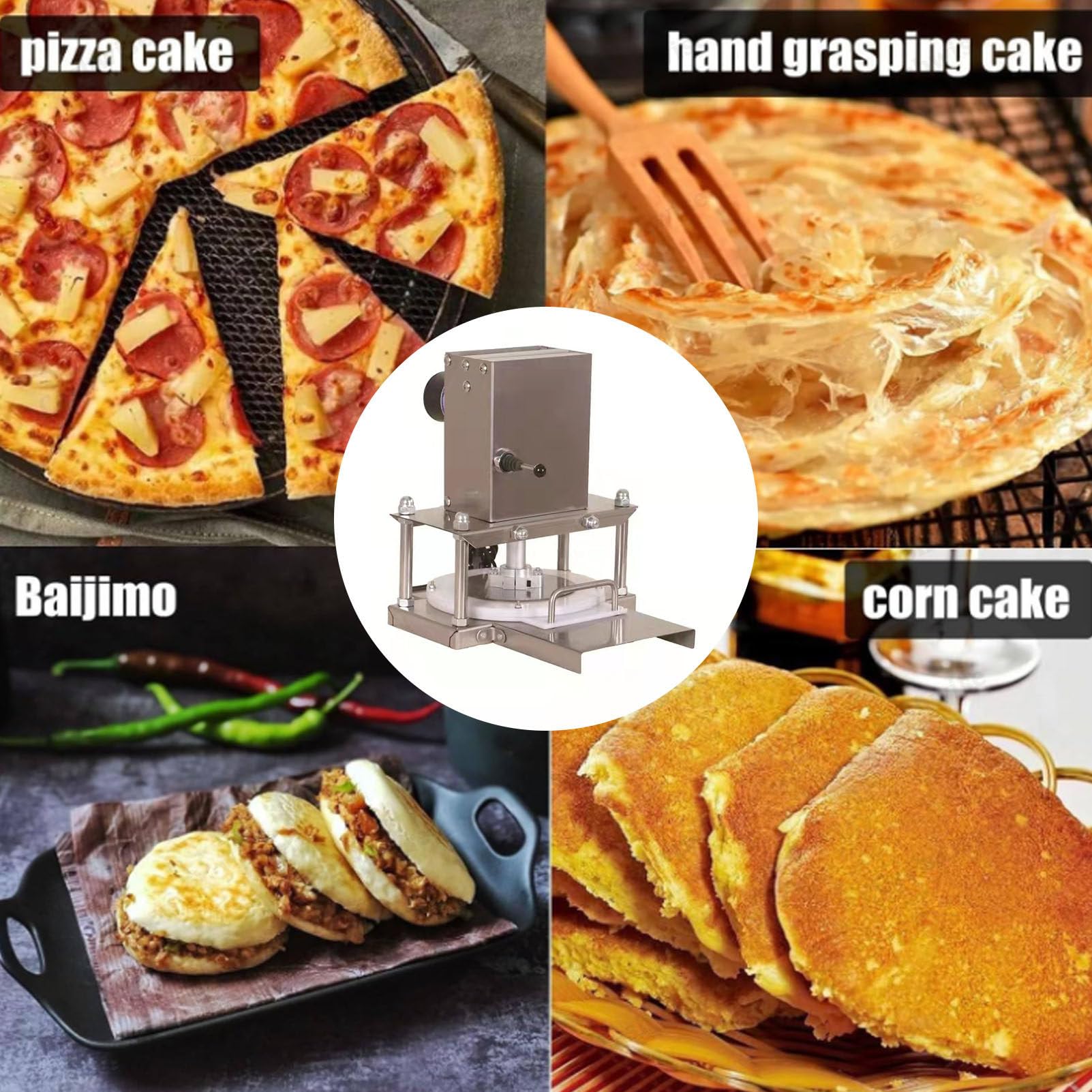 Máquina eléctrica de prensa de masa para hacer pizza y pasta, ideal para el hogar, restaurante y panadería