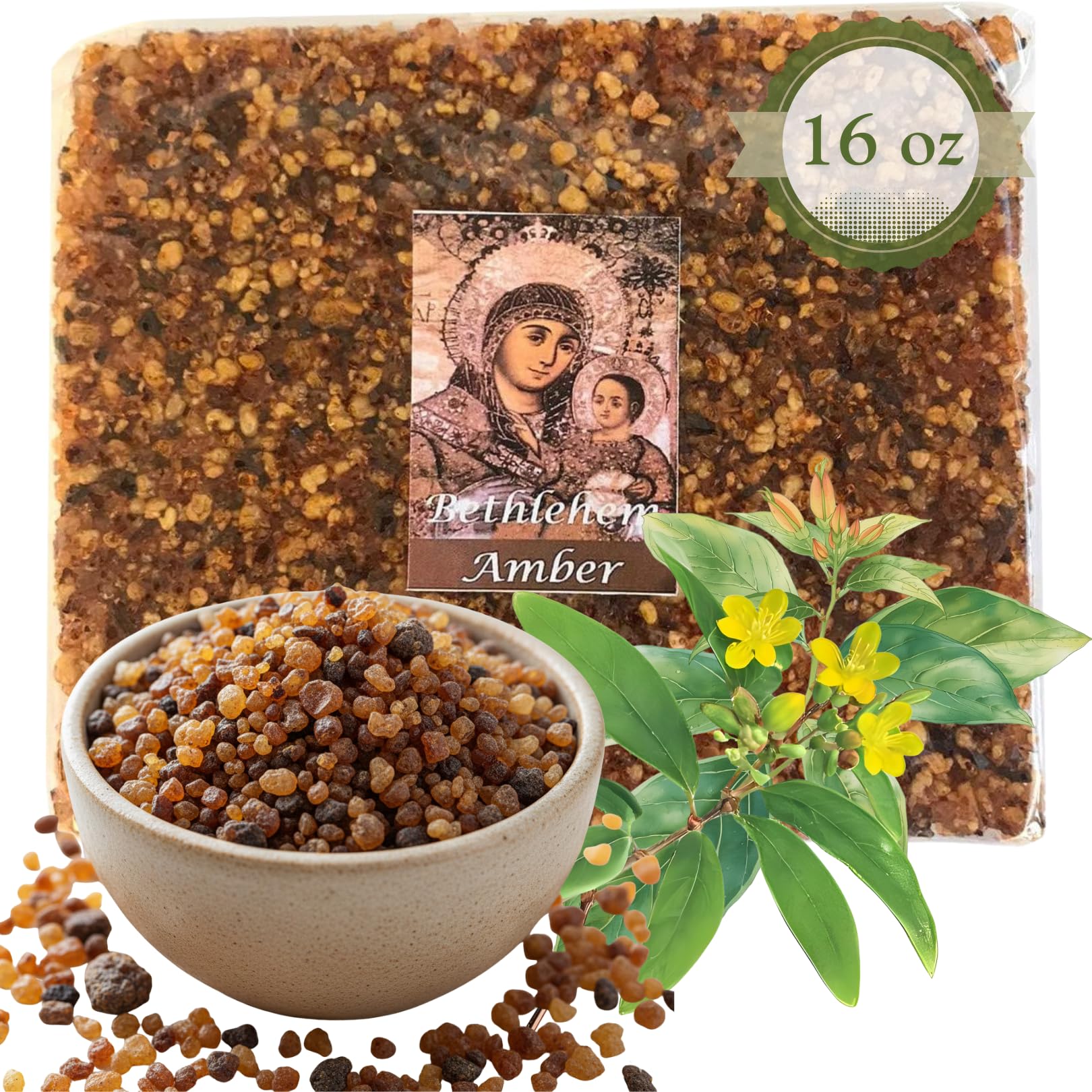 Holy Land Market Jerusalem Crushed and Sealed Flower Incense from The Holy Land (Amber, 16 Ounces)