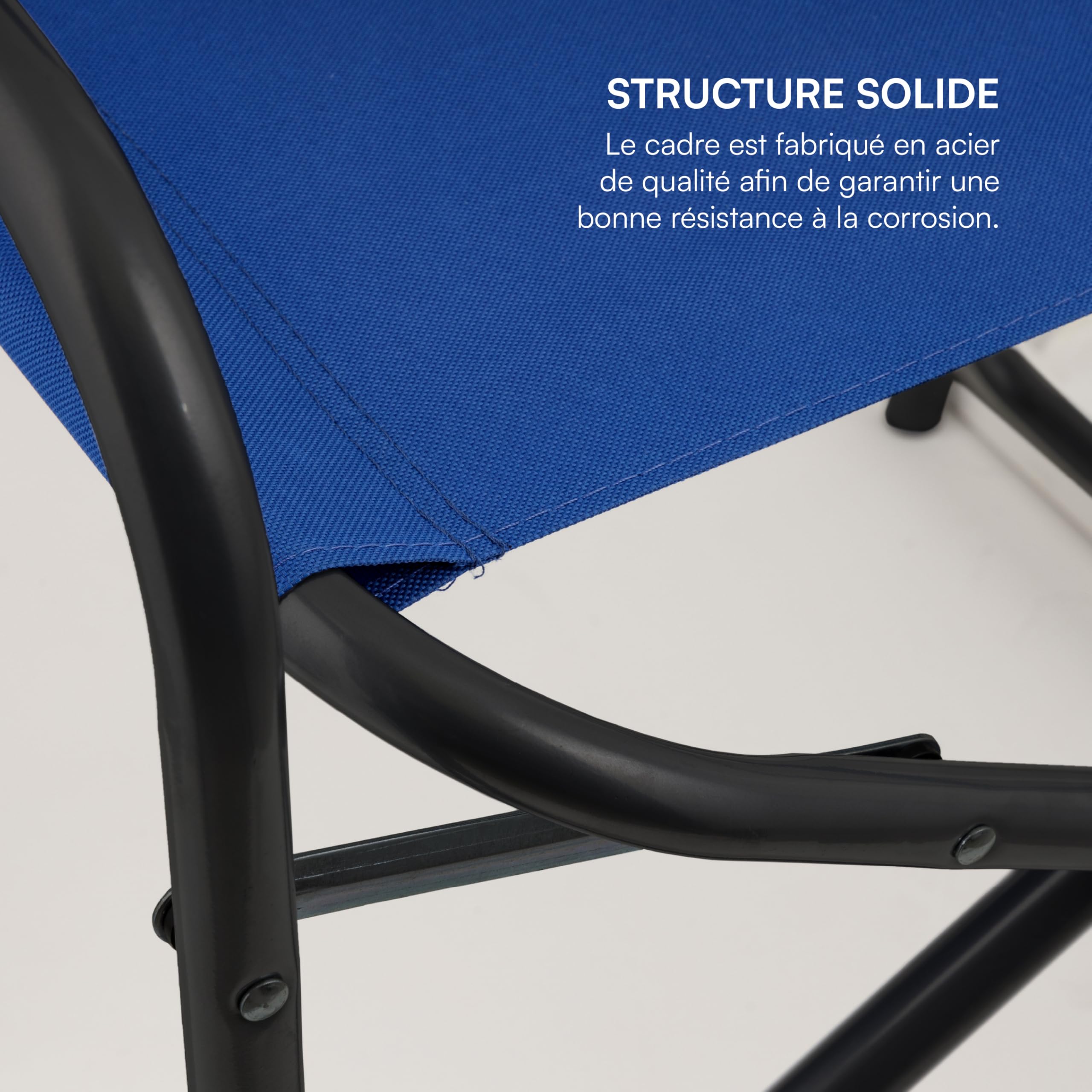 Baroni Home Chaise de réalisateur pliable en acier tubulaire, fauteuil ergonomique gain de place en toile pour camping, mer, plage, 56 x 44 x 76 cm, bleu