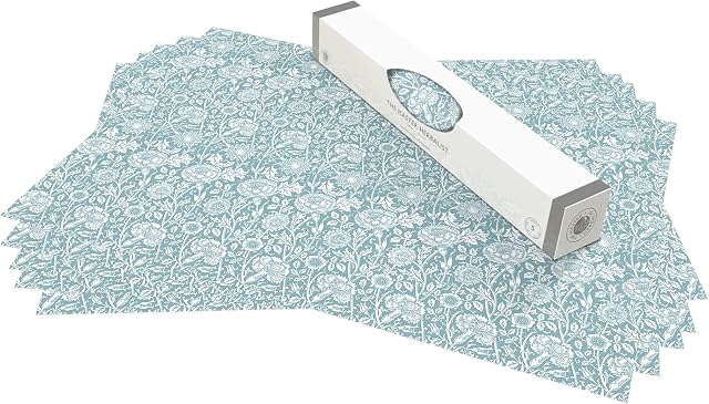 The Master Herbalist ROSE Scented Drawer Liners in a DUCK EGG BLUE William Morris Design. Pack of 5 Sheets (ROLLED)