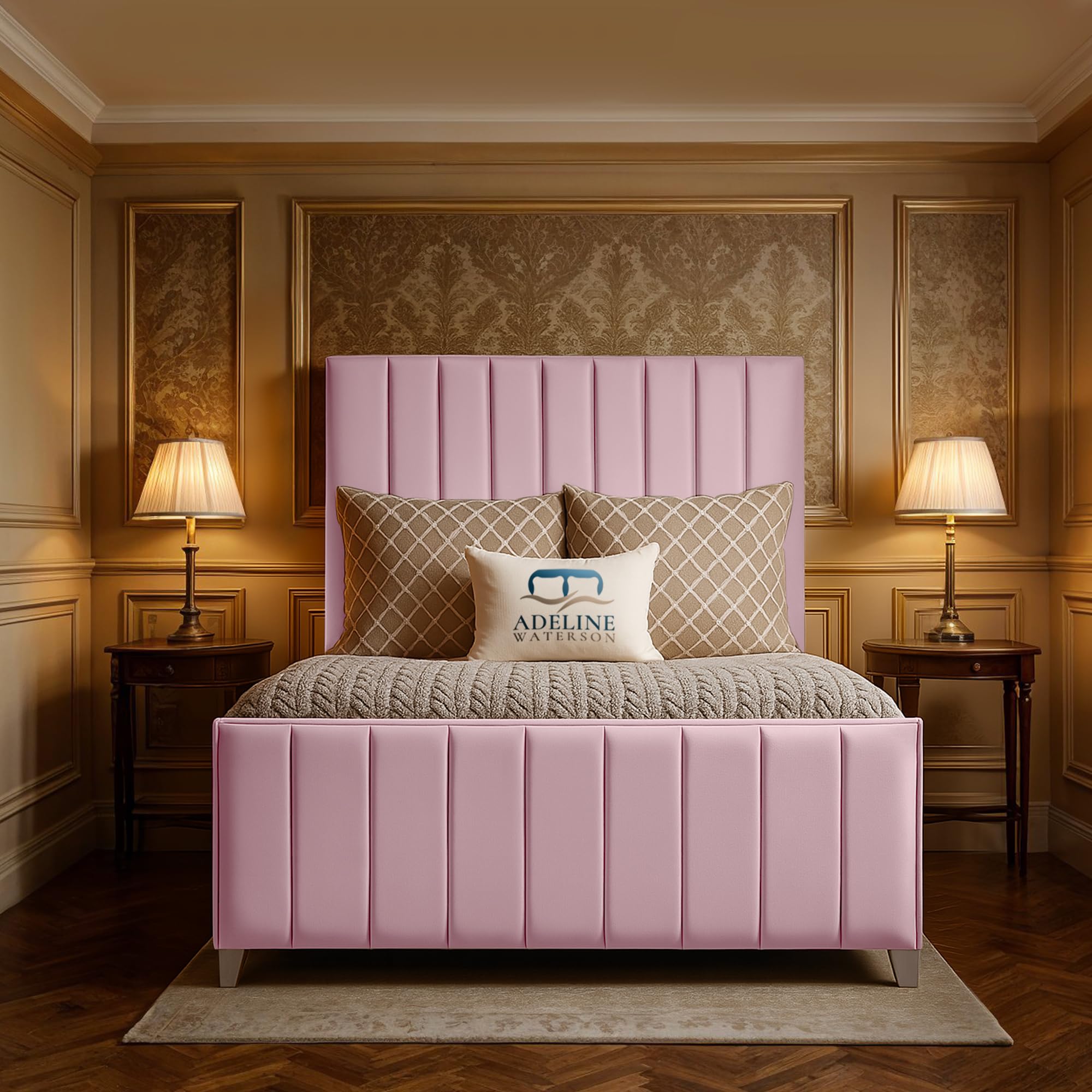 – Richmond Upholstered Bed - Plush Velvet Headboard & Footboard – Gas Lift Storage With Black Board Base (Pink, Single - Gas Lift, Without Mattress)