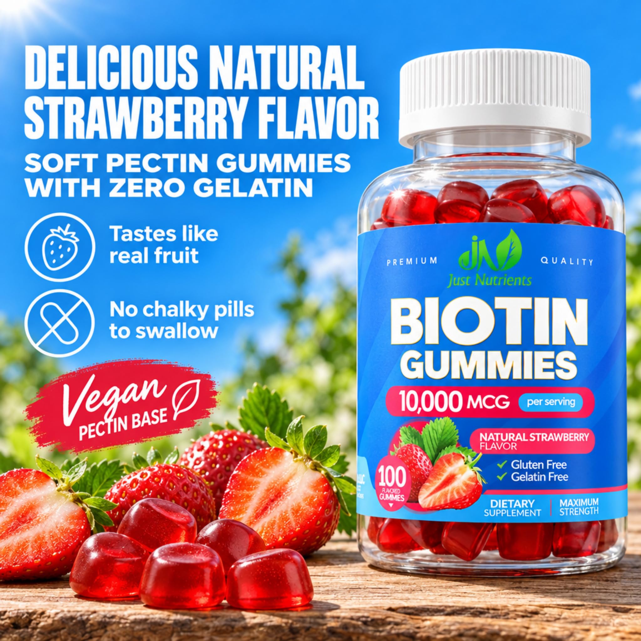 Biotin 10,000mcg Gummies for Hair Growth, Skin & Nails (100 Count) — Amazon image 3