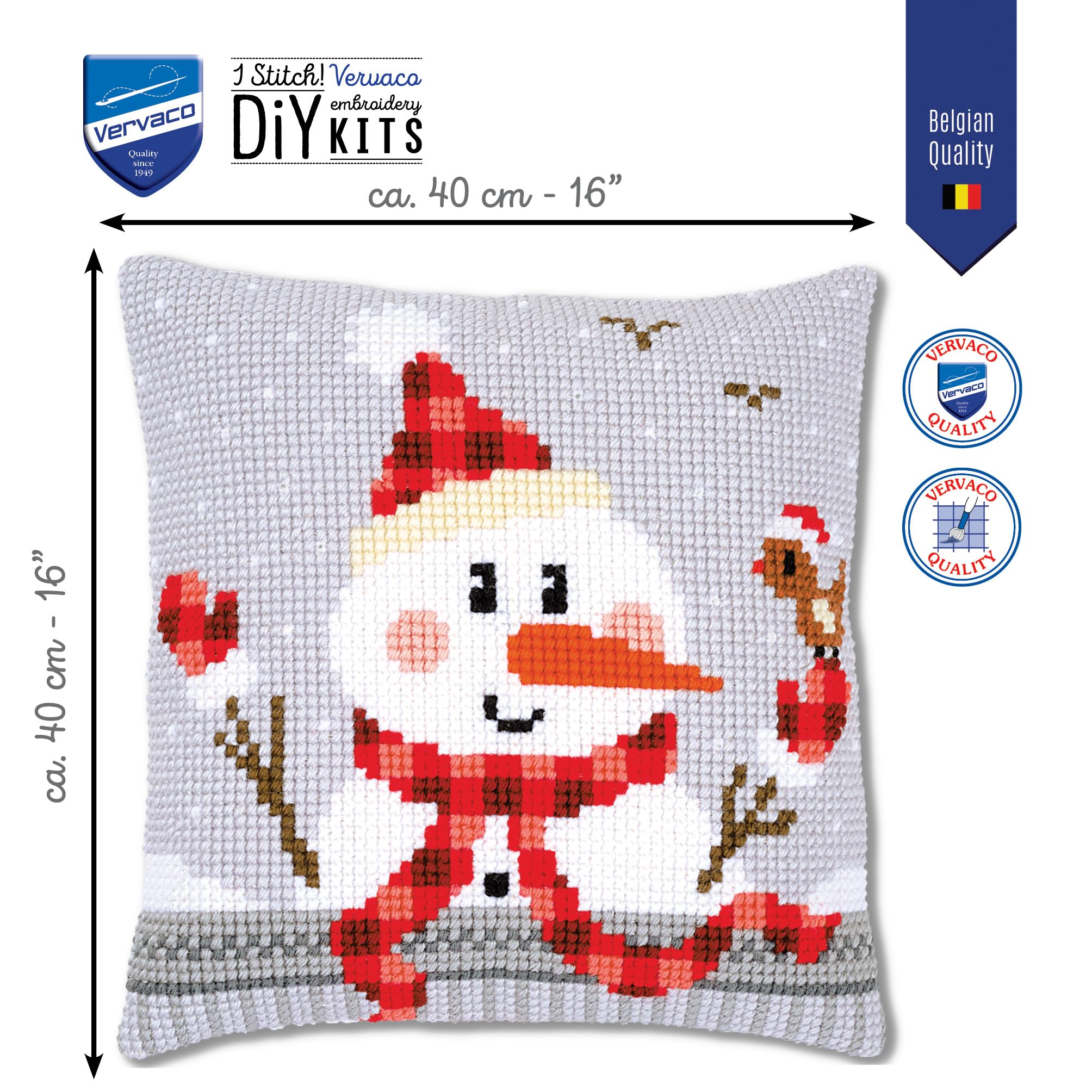 VERVACO Kit Cuscino Punto Croce Motivi Invernali: Set Per Ricamo Principianti 40x40 Cm, Gobelin DIY - 3