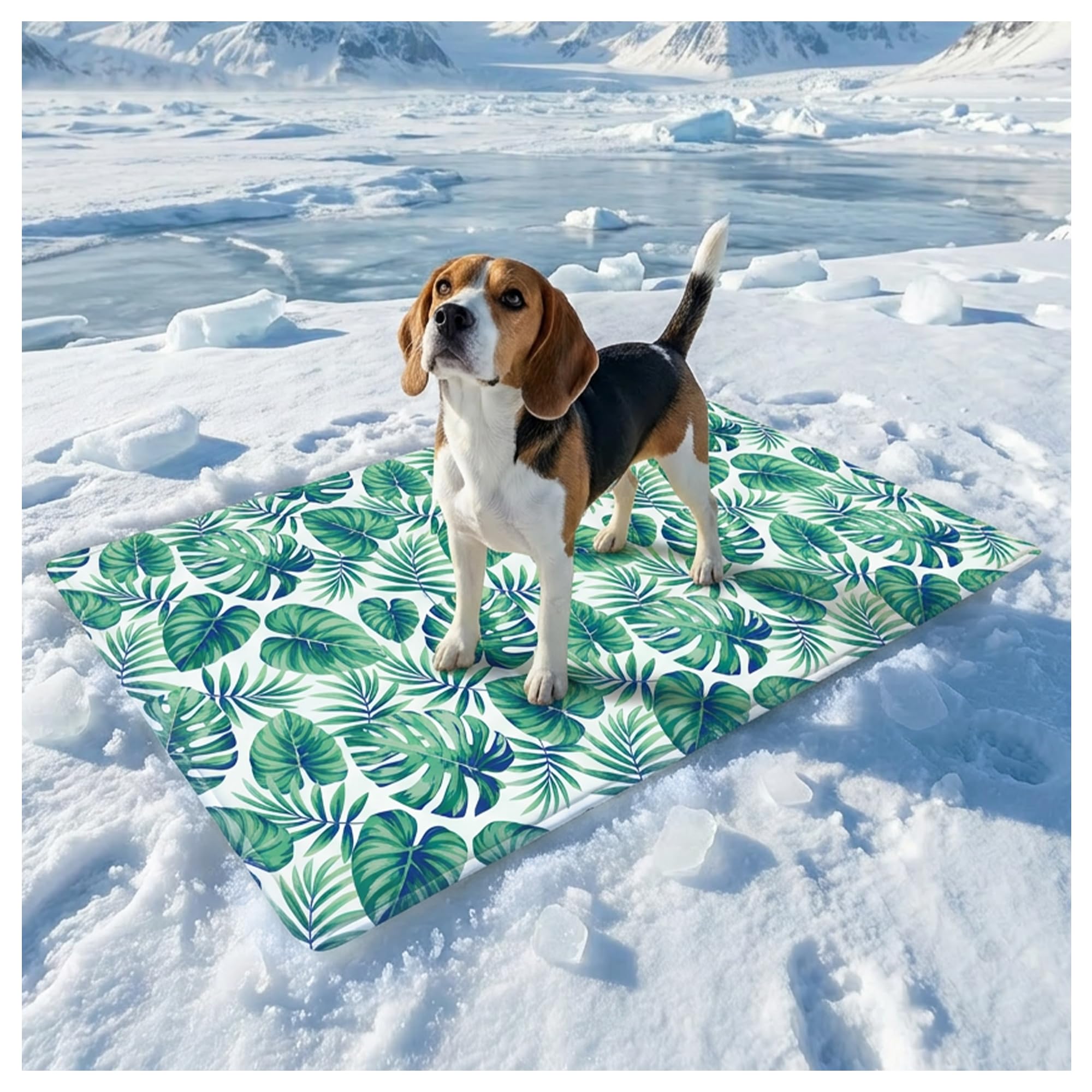 furrybaby Dog Cooling Mat for Large Dogs, Pet Cooling Mat with Self-Cooling Dog Pad, No Need to Refrigerate or Freeze, Apply Indoors Outdoors Cat(Leaf 50x90cm)