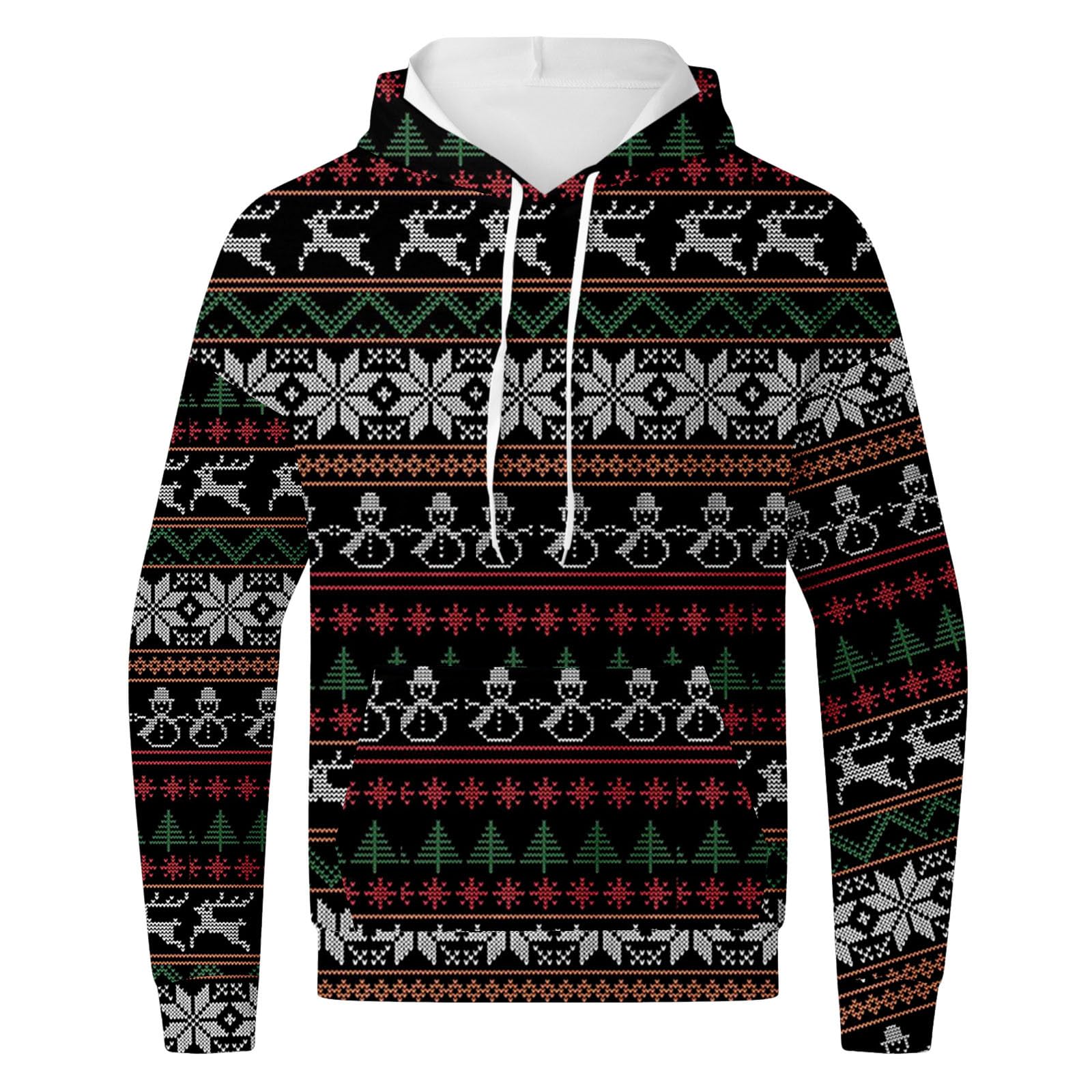 Conjunto de sudadera con capucha y pantalones para hombre, estilo casual, estampado navideño, 2026 (2)