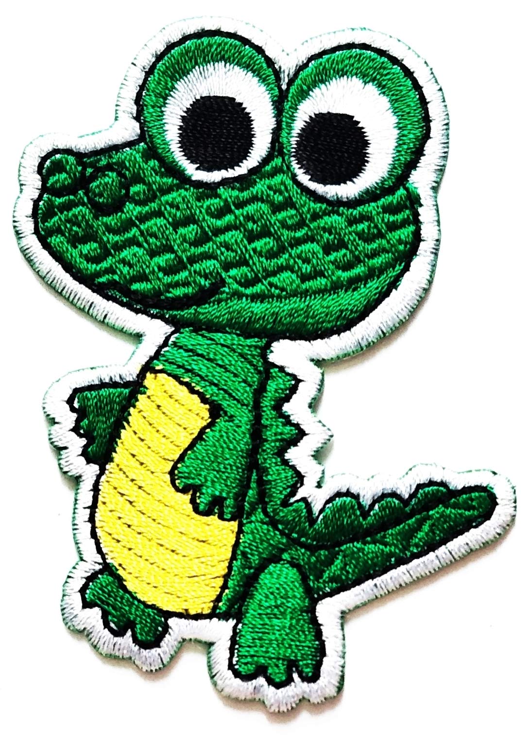Nipitshop Patches Little Green Crocodile Eye Ball Animal Cartoon Kids Patch Embroidered Iron On Patch for Clothes Backpacks T-Shirt Jeans Skirt Vests Scarf Hat Bag