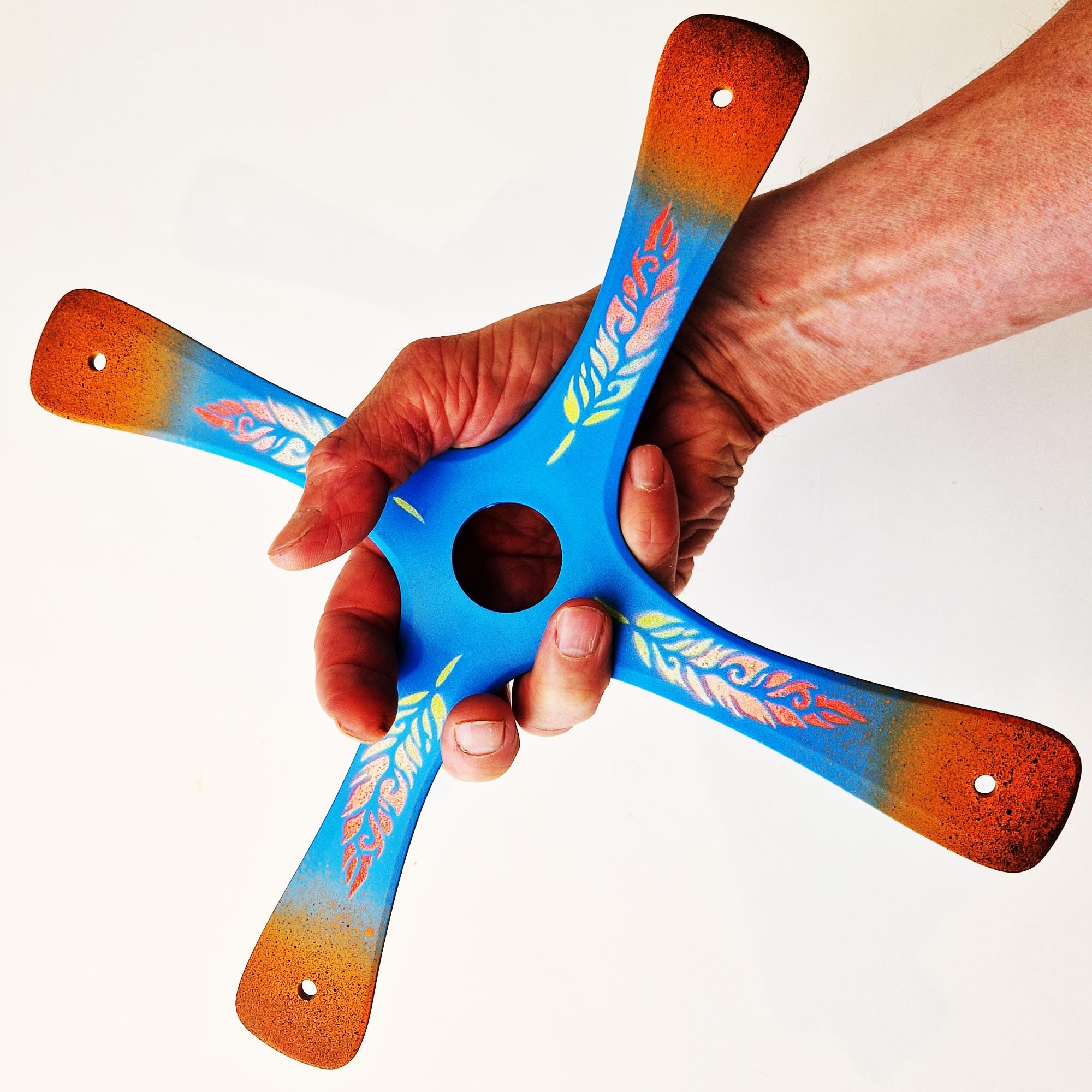 Boomerang S-Quad, Boomerang per principianti o Buon Lanciatore, creato da Il Campione del Mondo, facile da lanciare, sport all'aria aperta, con una portata di 20 metri, attenersi alle linee guida (blu