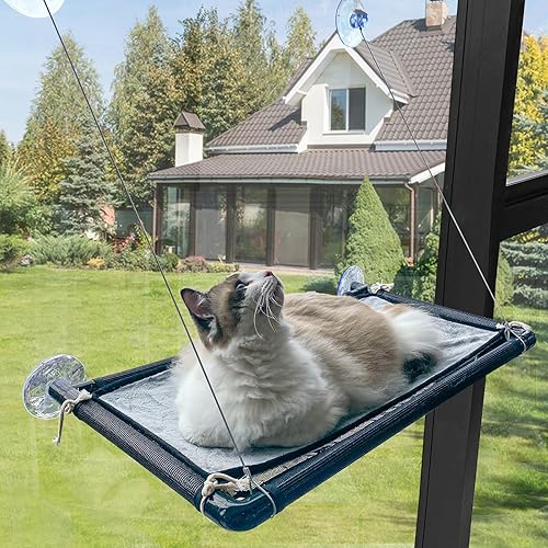 Ventana de cama para gatos grandes, hamaca para ventana de gato, estantes de seguridad para gatos, ahorro de espacio, asiento para gatos montado en disponible en Yaxa Peru