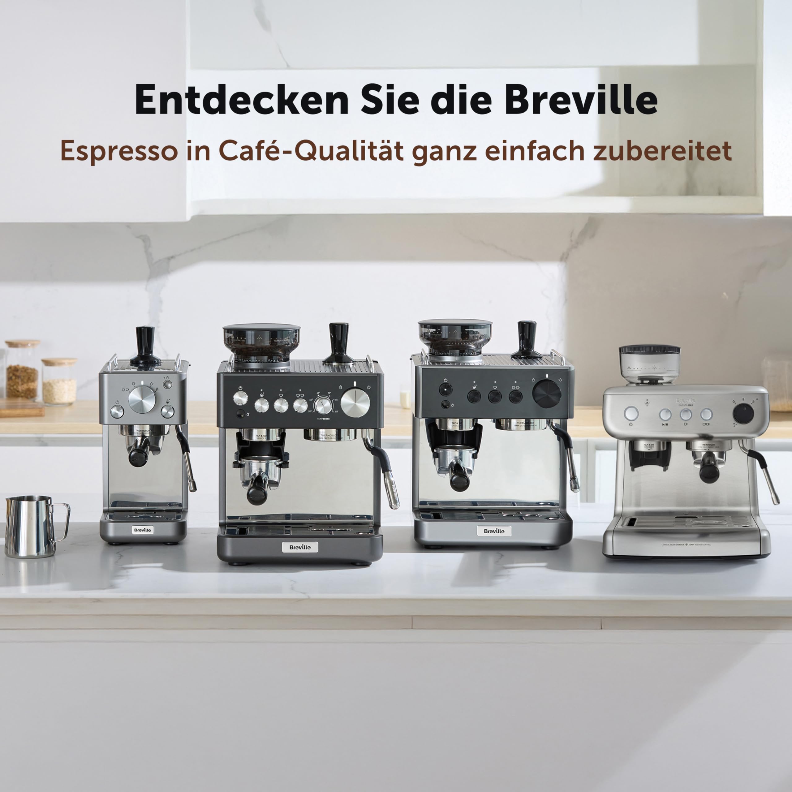 Breville Barista-Espressomaschine „Slimline“ | integrierter Milchaufschäumer | kompakte Kaffeemaschine für Cappuccinos, Lattes und mehr | 15-bar-Pumpe | Silber [VCF185X]
