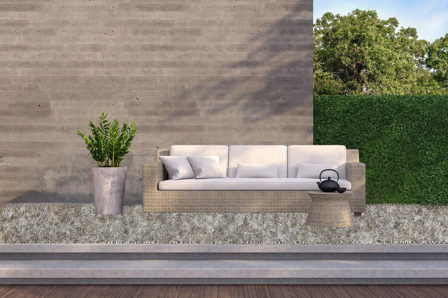 andiamo Kunstrasenteppich Deco mit Noppen - Kunstrasen Outdoor zur Verwendung als Balkon Teppich oder Rasenteppich Outdoor - wetterfest und zuschneidbar 100 x 200 cm Beige