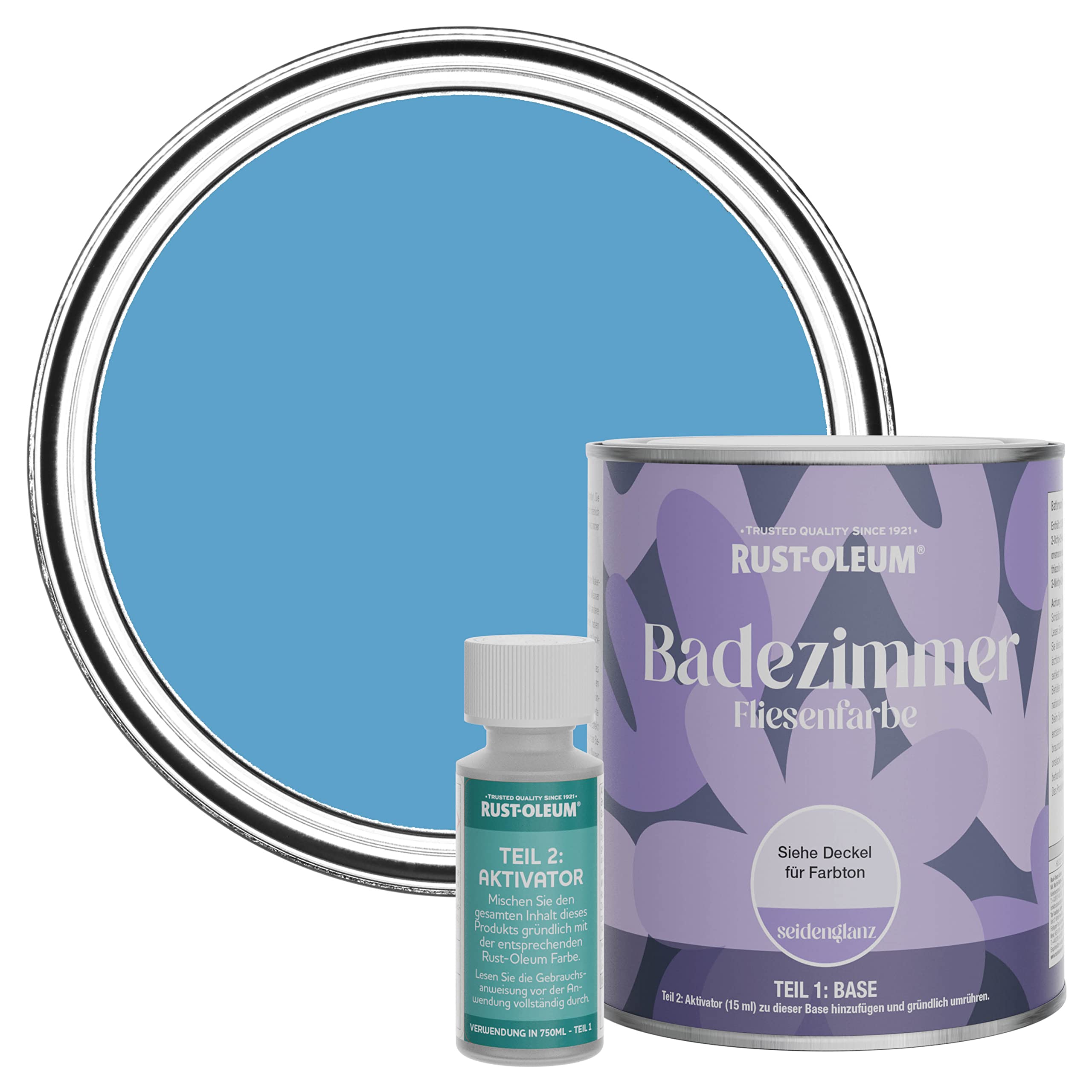 Rust-Oleum wasserfeste blau Fliesenfarbe für Badezimmer in Seidenglanz Finish - Azurblau 750ML