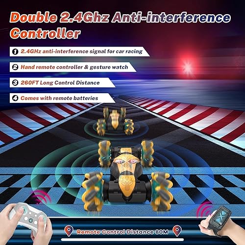 Miniatura 4 de Gesto RC Car, 2.4Ghz 4WD controlado a mano, auto RC con detección de gestos, auto de acrobacias RC con control remoto 360 giratorio Drift RC Car RC