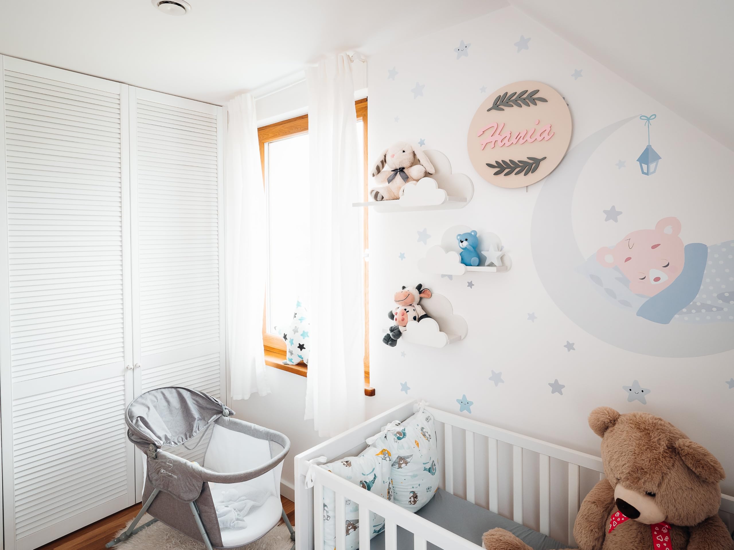 Moli Prestige - Set di 3 mensole da parete per cameretta dei bambini, con decorazione frontale, per libri, giocattoli, decorazione