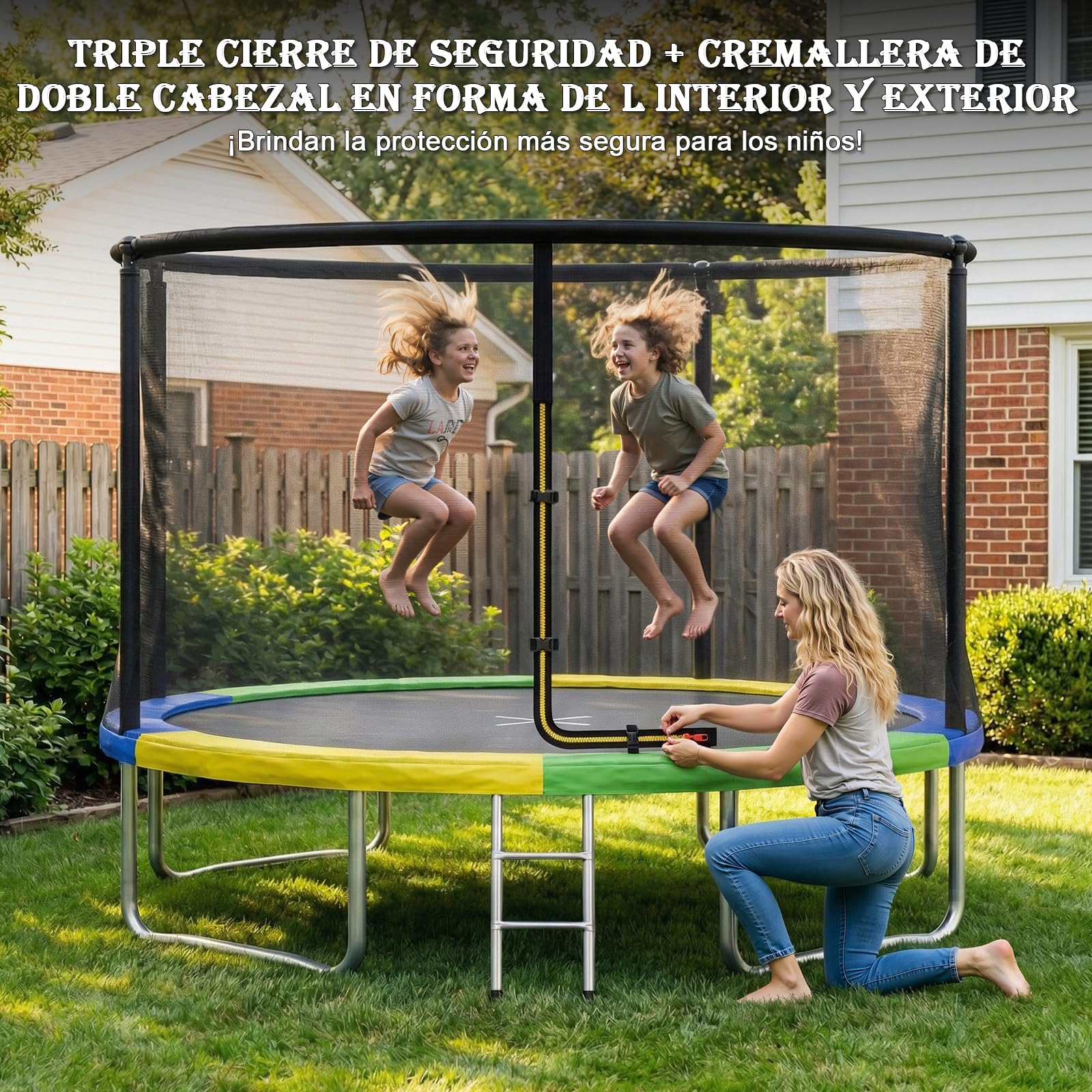 Trampolín para Exteriores Ø 183/228/290/360 cm Kit Completo con Red de Seguridad, Escalera y Funda Protectora