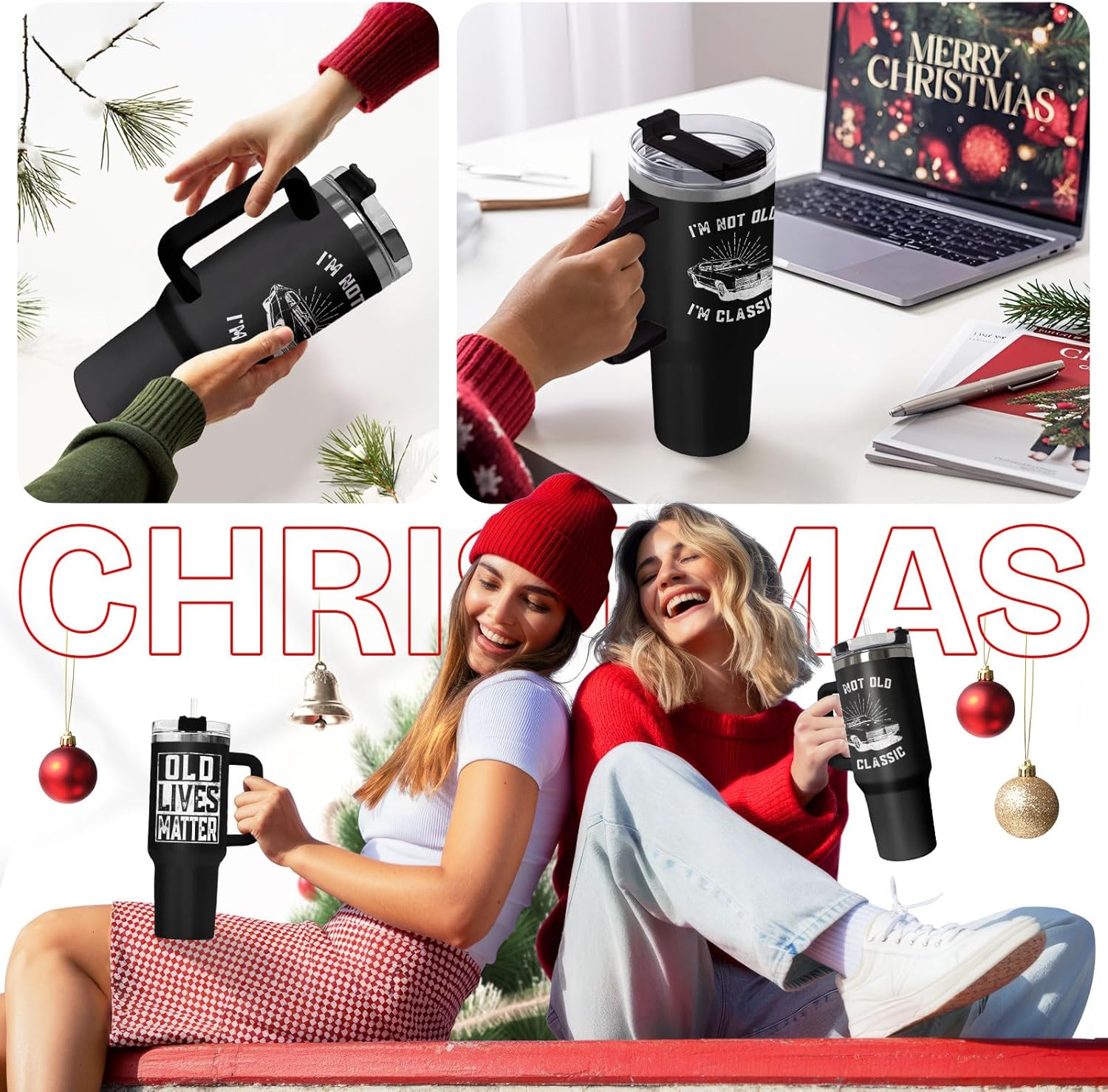 34HD Classic Car Tumbler 40oz with Handle and Straw, I'm Not Old I'm Classic Vintage Muscle Cars Insulated Travel Coffee Mug - Old Lives Matter Gift Father's Day - Grandpa Birthday Retirement Present - Image 8