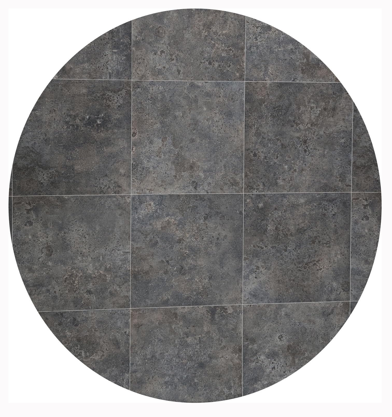 Alfombra de Vinilo Redonda Alfombras Tadi & Imperio - Imitación Metal Oxidado Gris - Diseño Industrial y Elegante para Decoración de Interiores - 100 cm de Diámetro