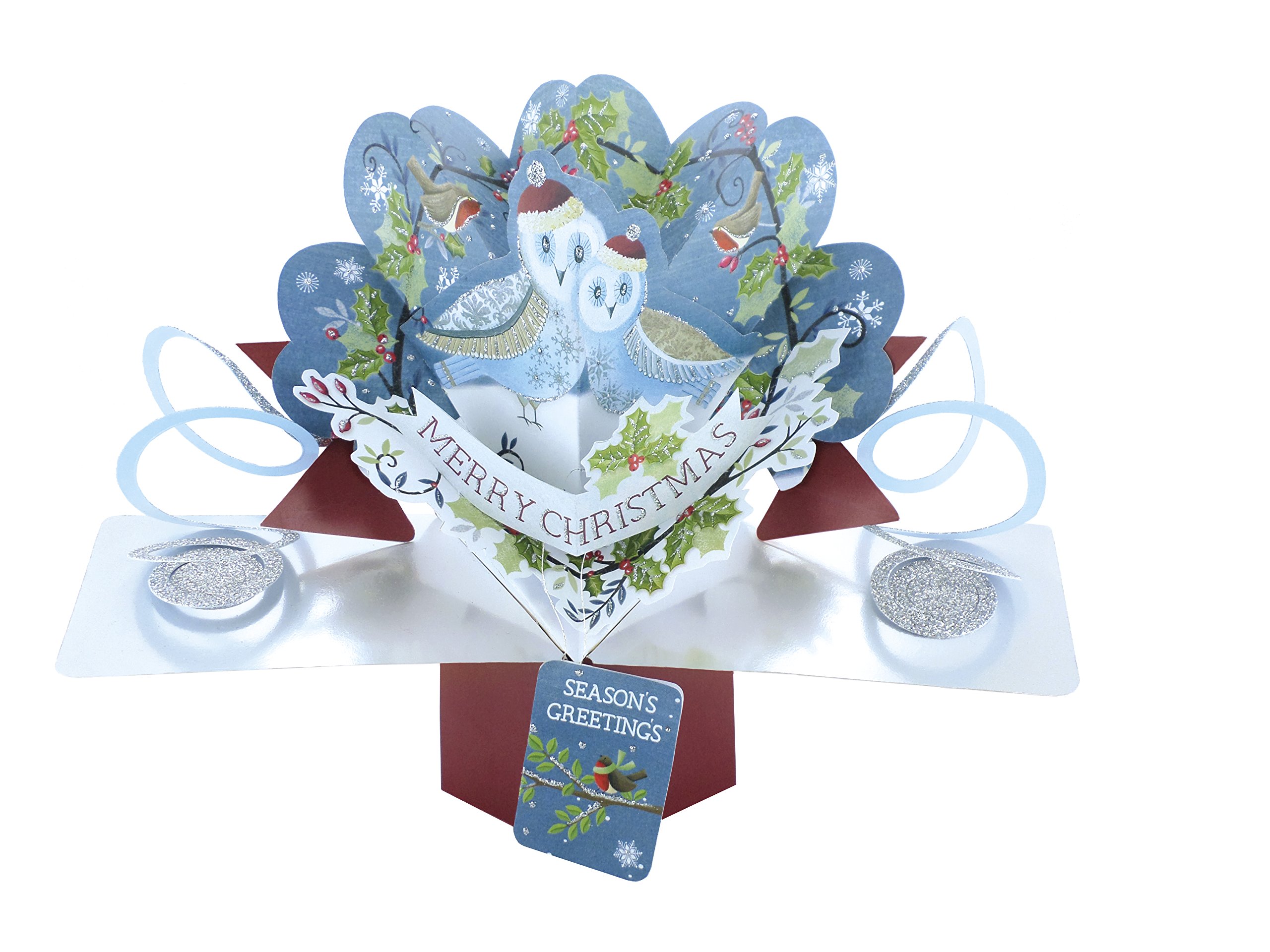 Second Nature Christmas Pop Up XPOP040A Owls Christmas Pop Up Card