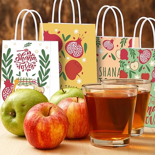 Miniatura 5 de DoneJPee 16 bolsas de regalo de Rosh Hashanah, bolsas de regalo de Año Nuevo judío Shana Tova, decoraciones de fiesta de Rosh Hashanah y suministros