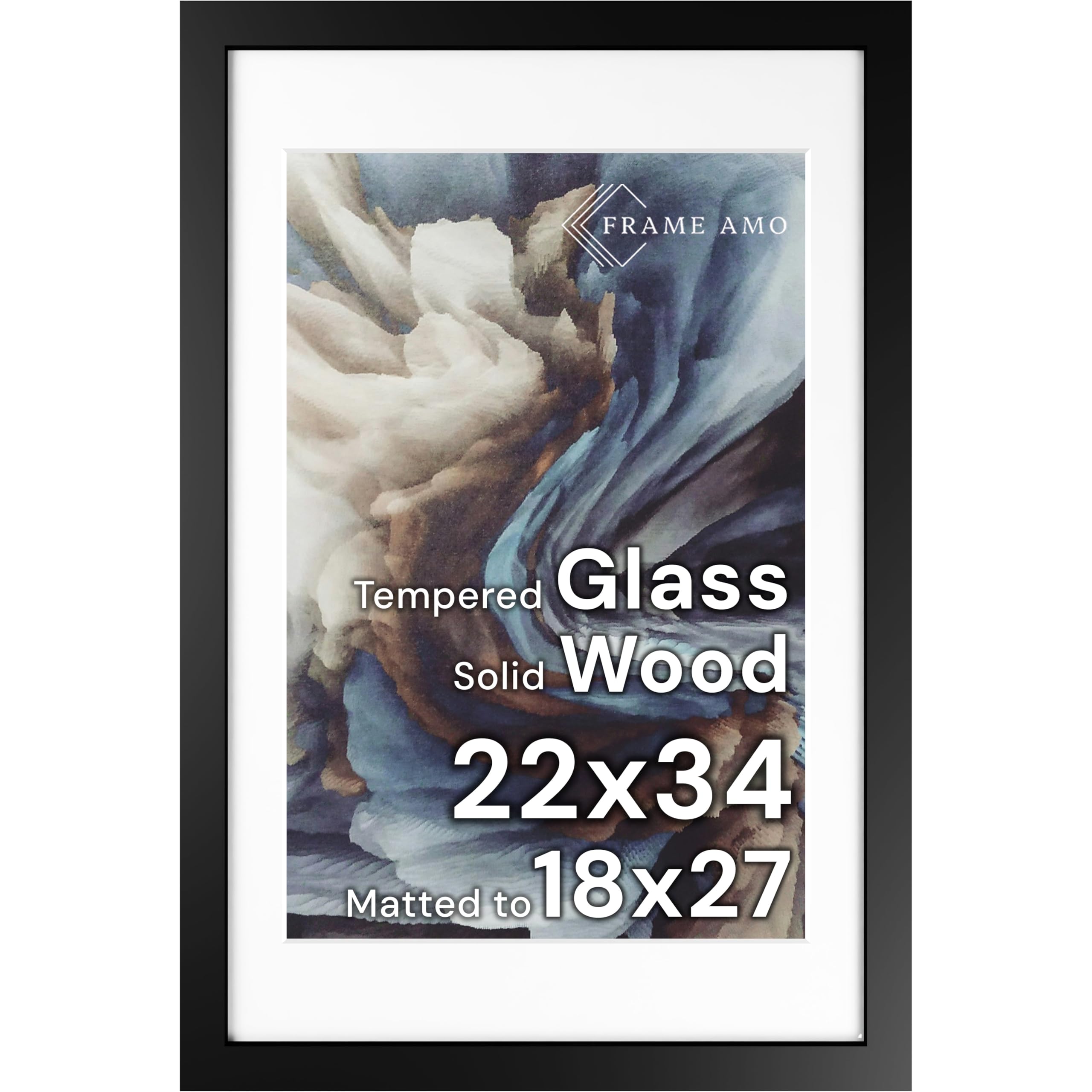 Frame Amo 22x34 Black Solid Wood Poster Frame