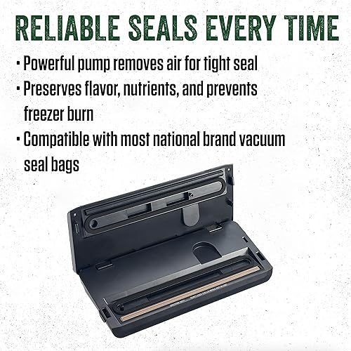 Miniatura 4 de LEM Productos MaxVac 100 Sellador al vacío de plástico con barra de sellado de 12 pulgadas, plata y negro