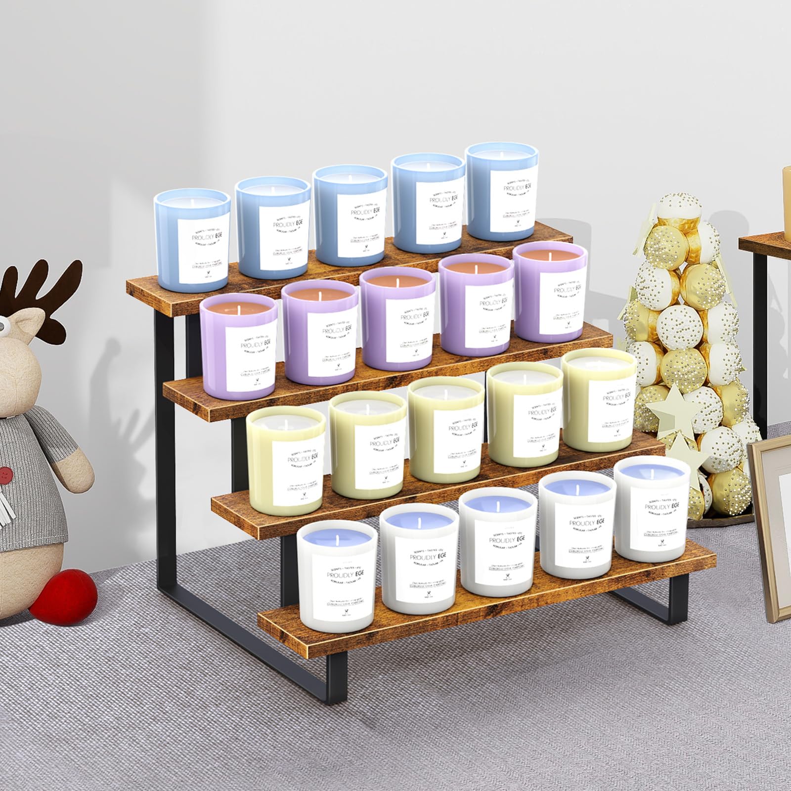 ELITEROO Cupcake-Präsentationsständer, 4 Etagen, Dessertständer aus Holz, Keks-Leckerli-Ständer für Dessert-Tisch-Set, Lebensmittel-Display-Risers für Party, Hochzeit, Dekoration, Geburtstag