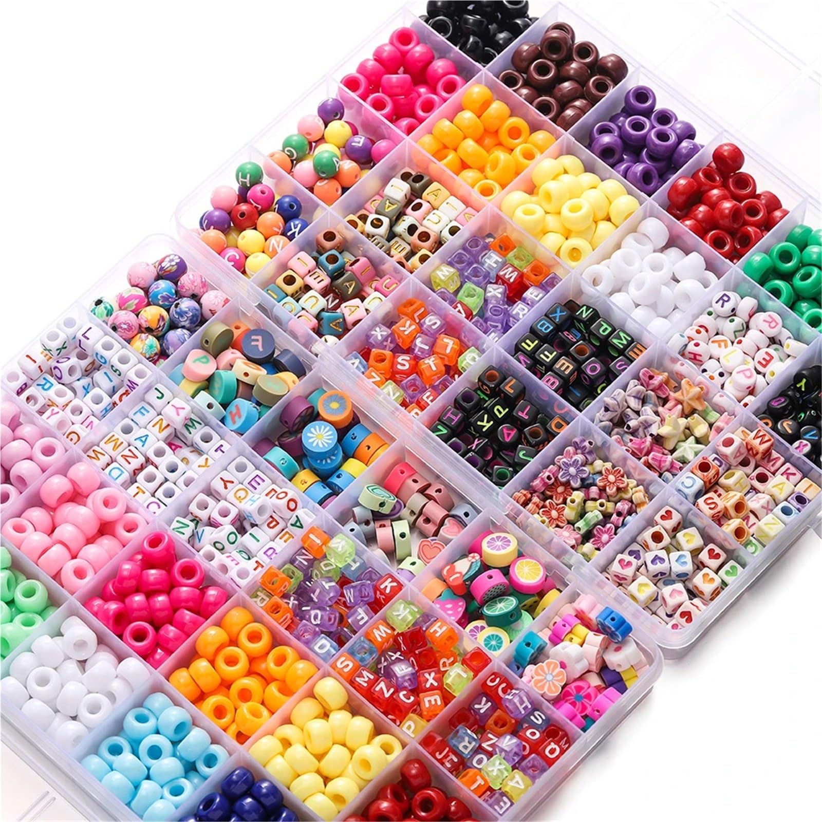Ayztantine Juego de 650 cuentas con letras 24 colores, espaciadoras sueltas for hacer joyas, pulseras y collares, accesorios Juego Hacer Pulseras(Color 2)