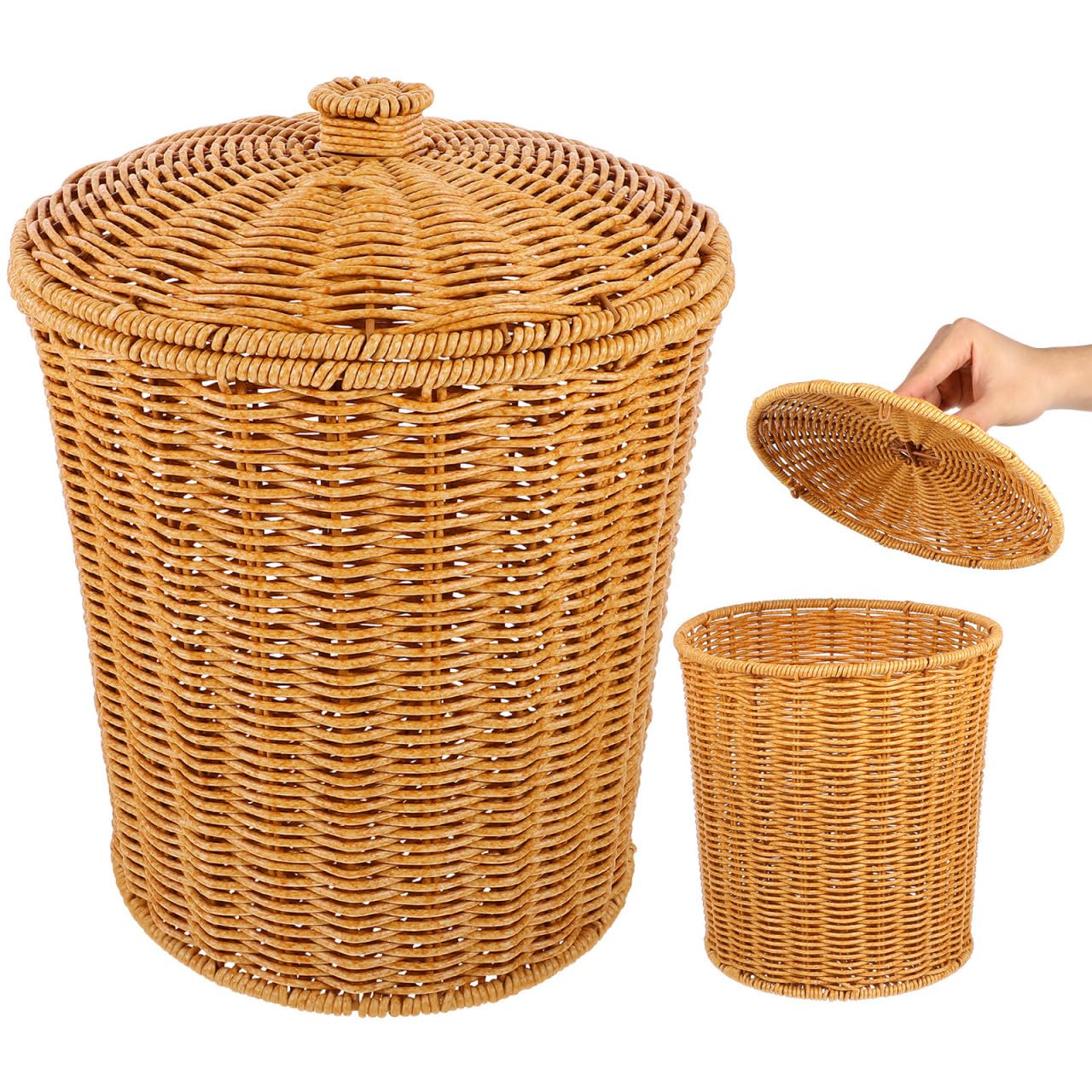 Cesta de Almacenamiento Tejida Tapa, Pp, Portátil, 11, 4x9, 3x7, 9