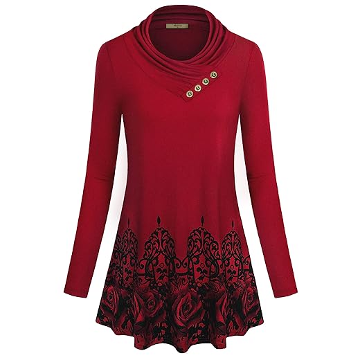 Cowl Neck Form Fitting Casual Tunic Top Blouse