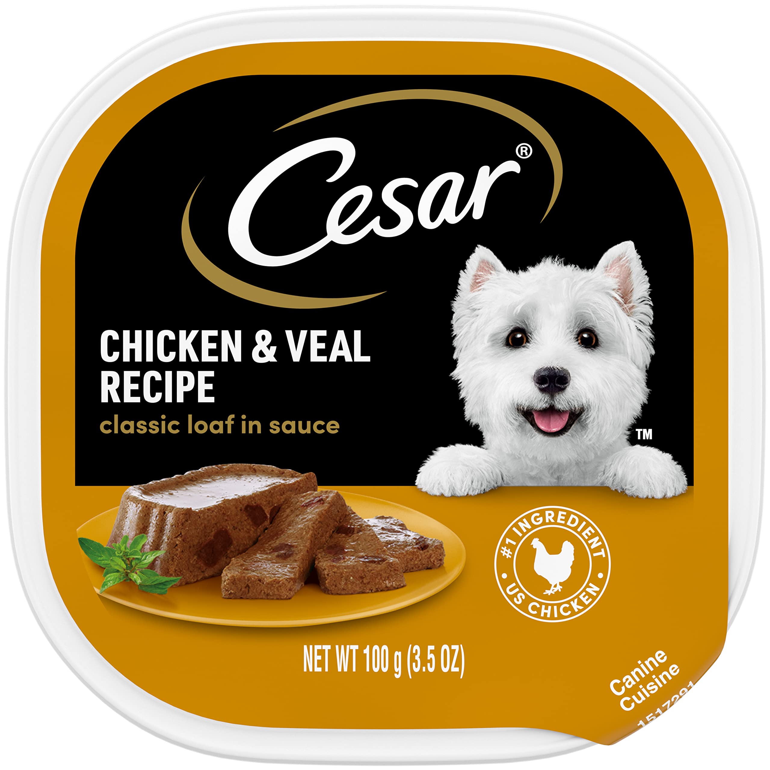 Classic Loaf in Sauce Adult Wet Dog Food Chicken & Veal, Wet Food for Dogs, 3.5 oz Easy Peel Tray