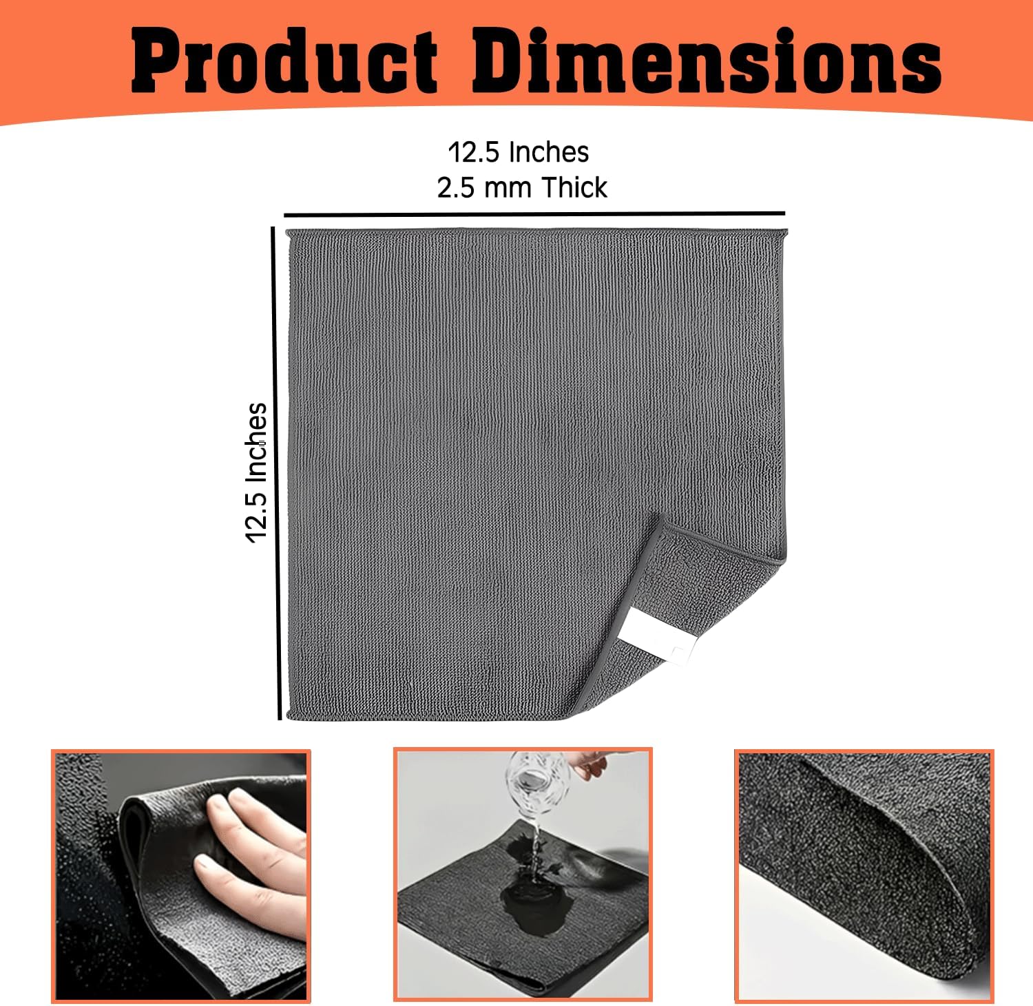 Grey Microfiber Cleaning Cloth, 12 Pack Premium Microfiber Towels for Cars, Lint Free, Scratch-Free, Highly Absorbent, Reusable Cleaning Rags for Car, Household, Kitchen, Window, 11.5"X11.5"