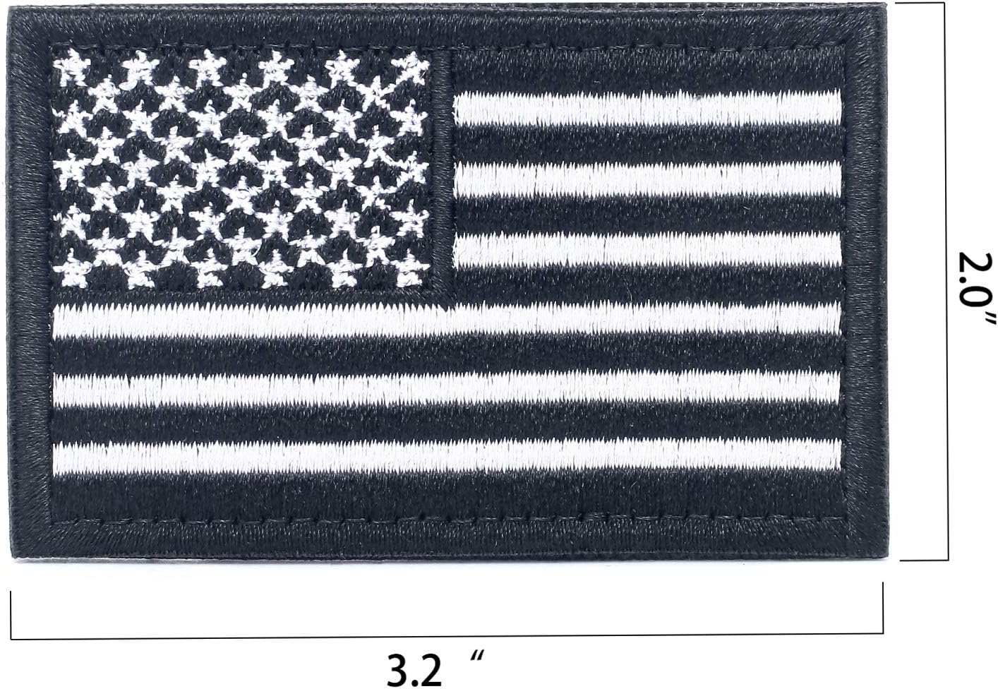 4 Pieces American Flag Patch 3.2 X 2.0 Inch Tactical USA Flag Patch Embroidered Cloth Sew on US Flag Patch (Black+White)