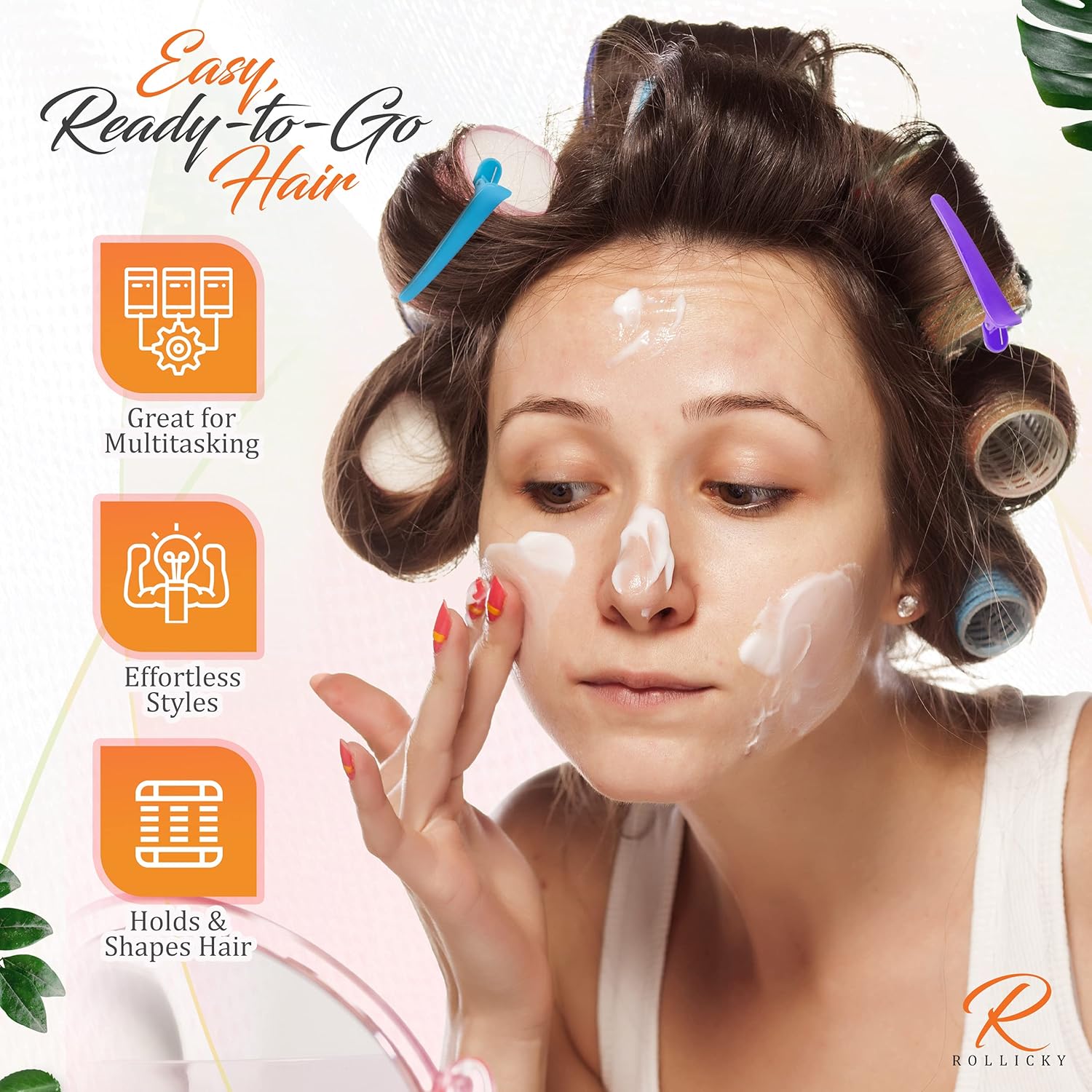 Rollicky Velcro Hair Roller Set Pack of 32, 18 Self Grip Hair Rollers