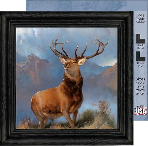 Lost Cabin The Monarch of the Glen 1851 de Edwin Henry Landseer  Marco biselado negro de lienzo  Reproducción de pintura fina  Póster decorativo