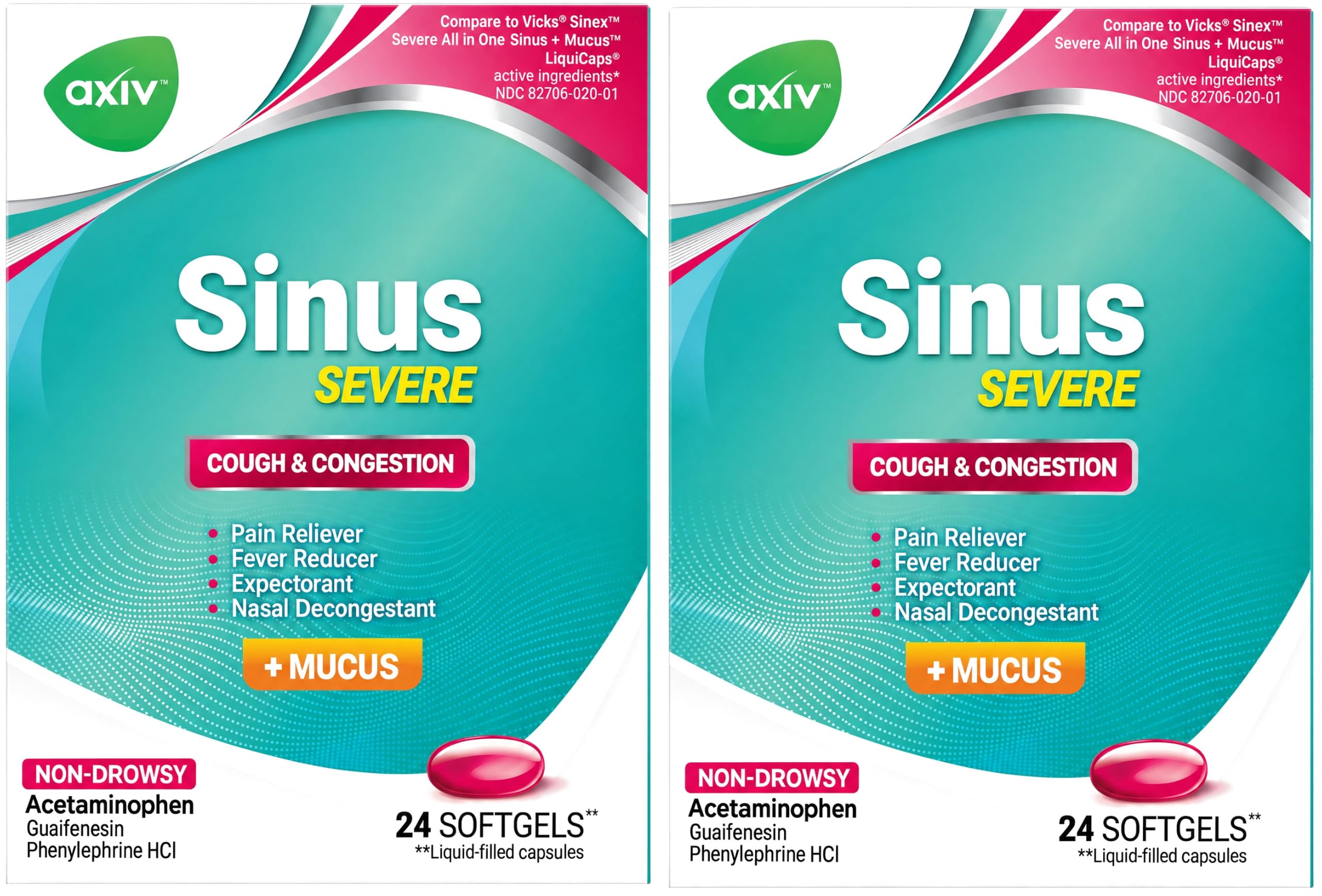 AXIV Sinus Severe + Mucus Relief Softgels