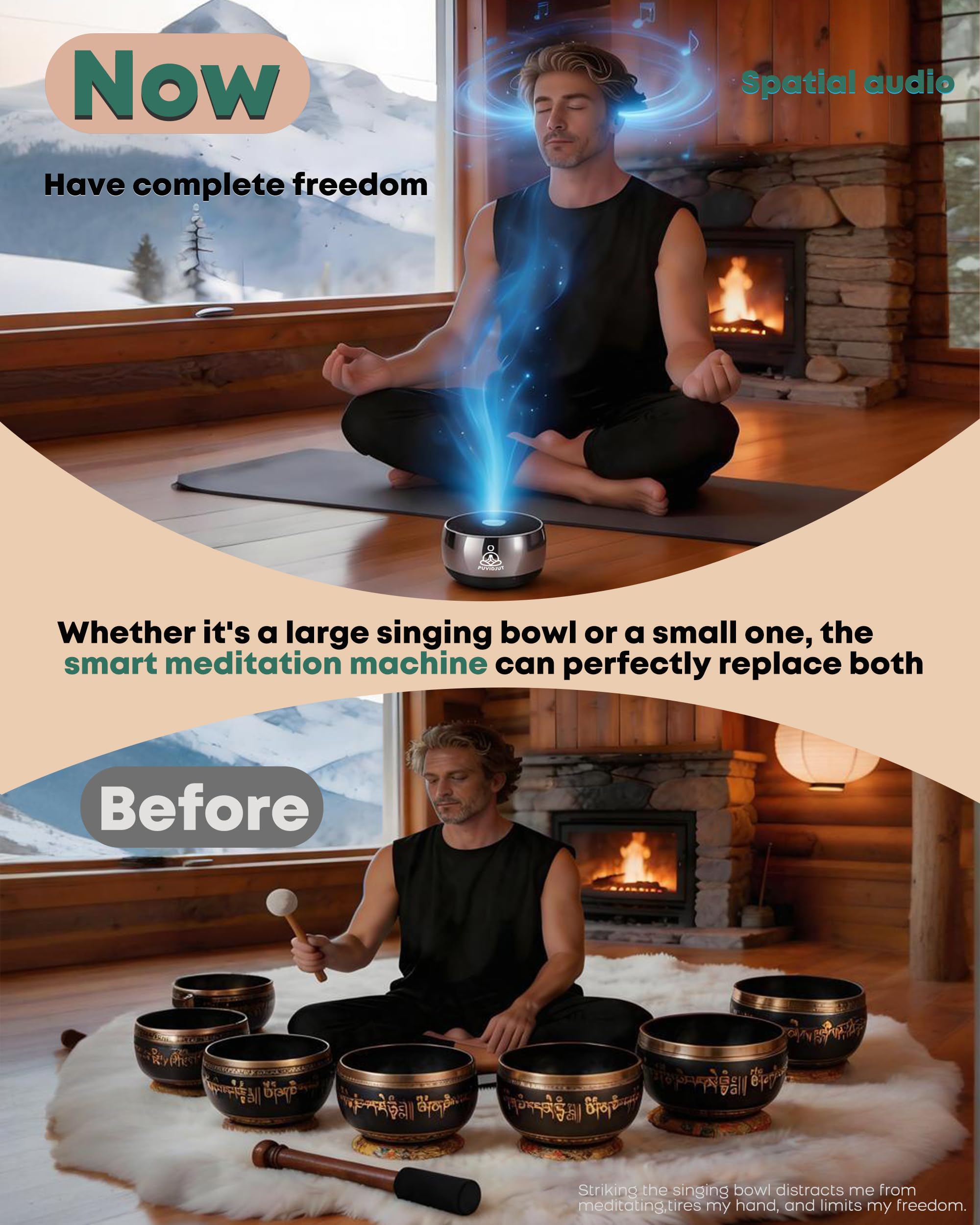 Klangfrequenz-Maschine, PUVIDJUT Meditationston-Heilgerät – Solfeggio-Bad für Yoga, Achtsamkeit, Meditation, Singtherapie-System von Chakra und Stress