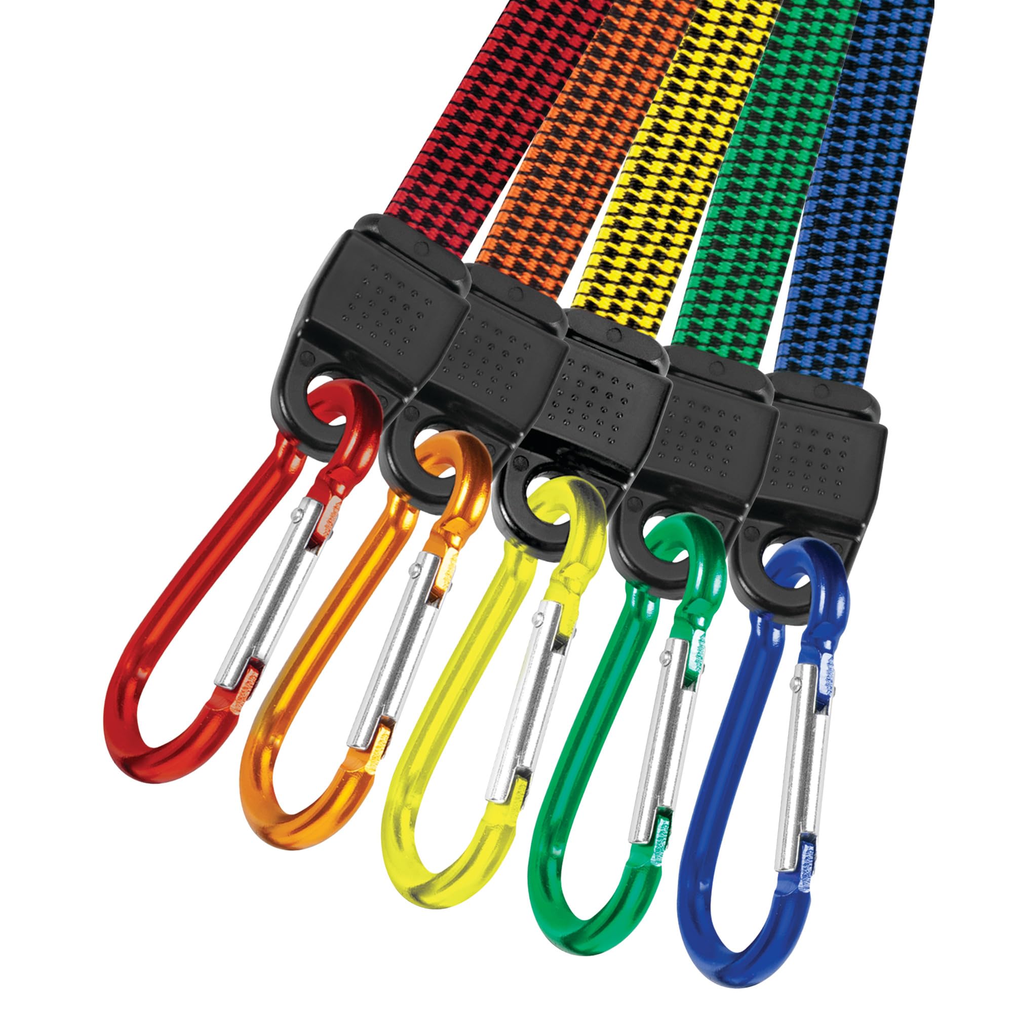 Performance Tool W1449 5pk Flat Carabiner Bungee Cord, Multicolor