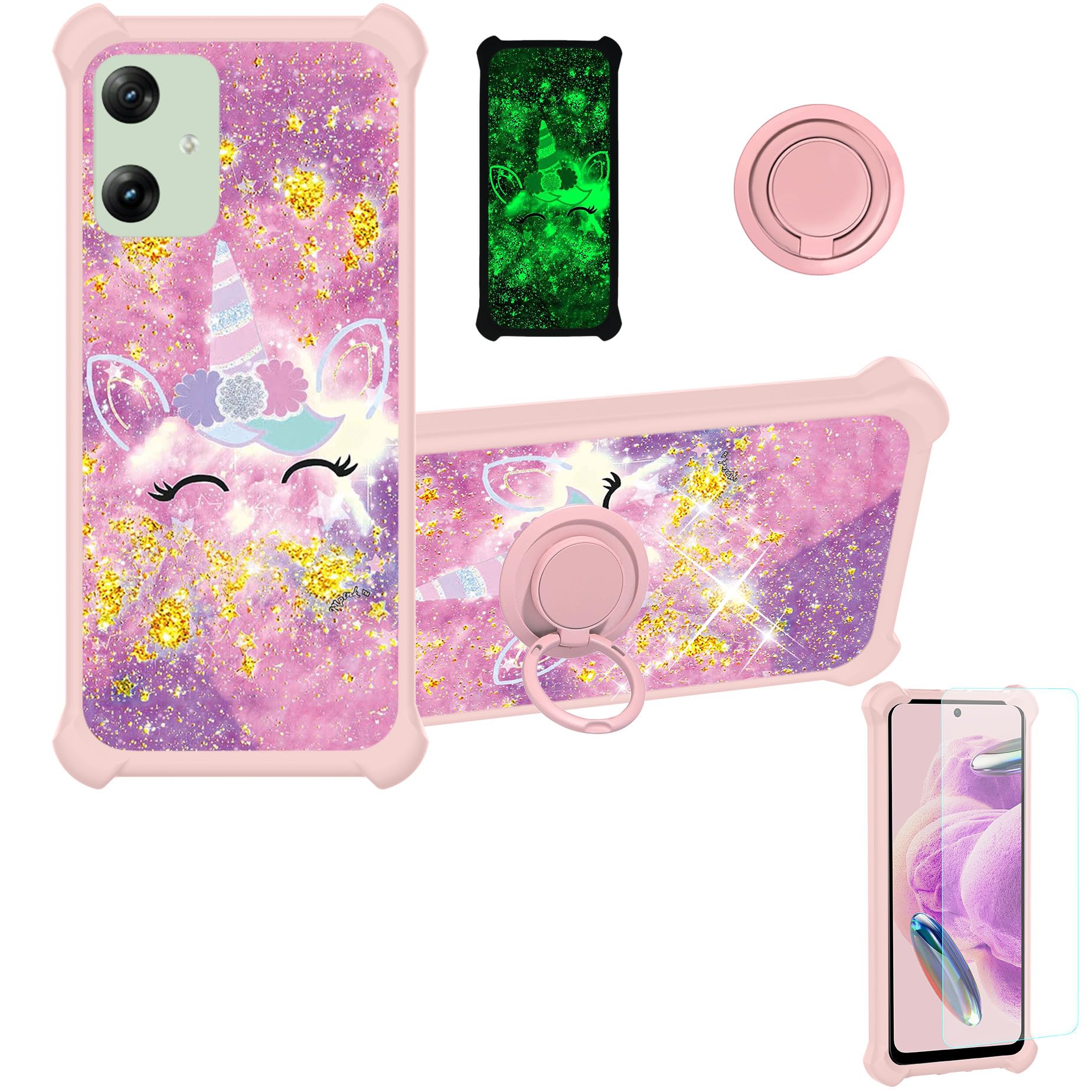 Funda Motorola G Play 2024 antichoque con anillo y brillo 8