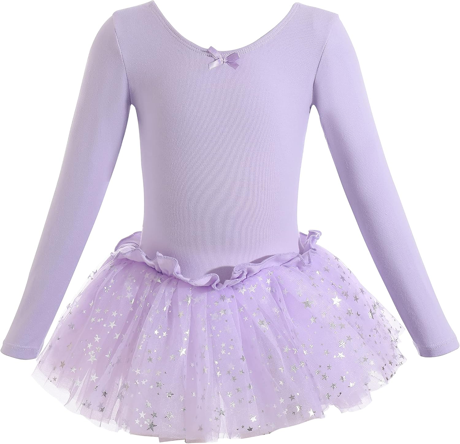 Dancina Girls Skirted Leotard Sparkle Long Sleeve Tutu Ballet Dress Front Lined