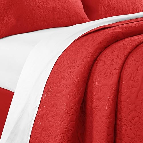 Miniatura 5 de Chic Home Sachi - Juego de edredón de 3 piezas con diseño de pergamino floral, fundas de almohada incluidas, Queen, ladrillo