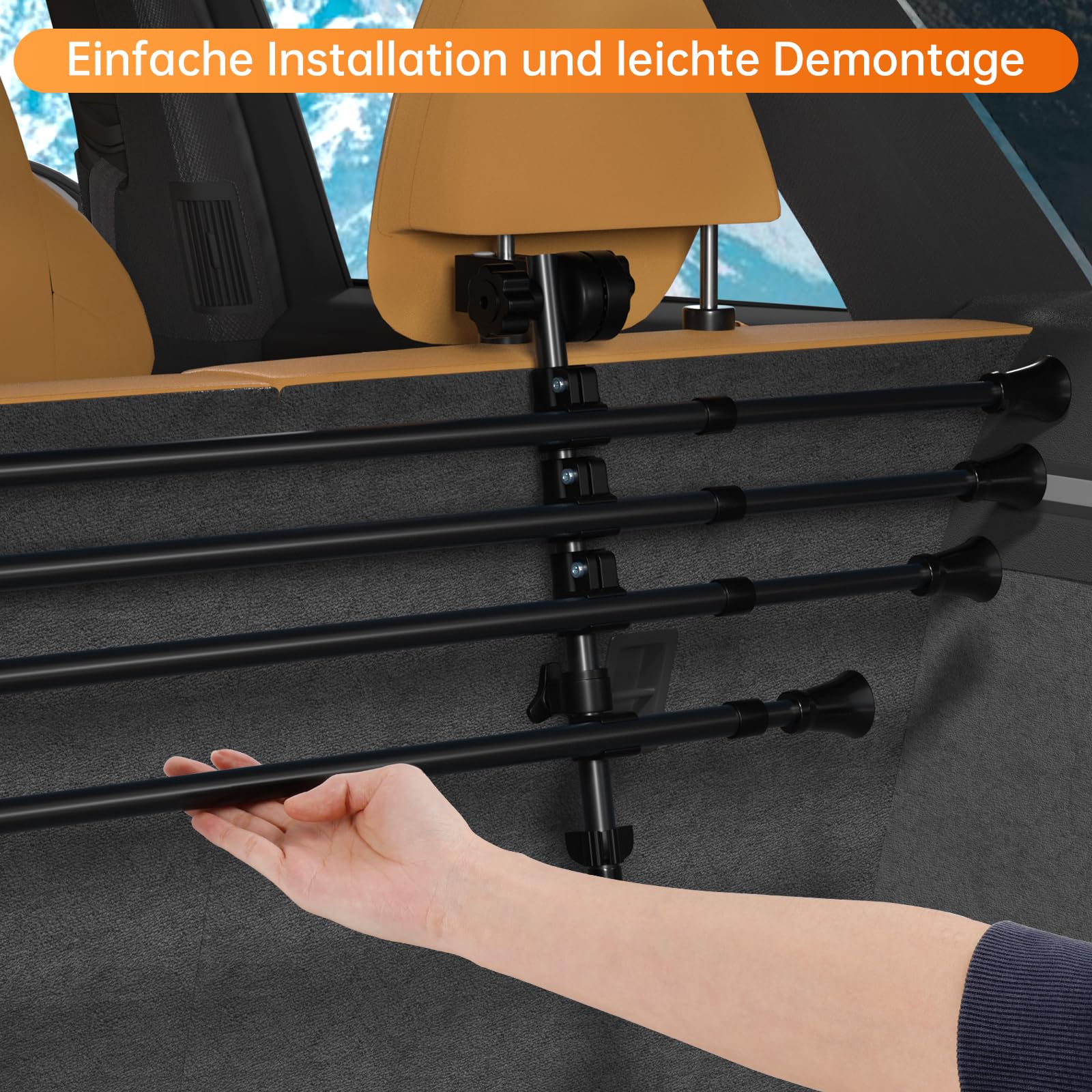 Hundegitter Auto Schutzgitter Trenngitter, Autogitter Kofferraum für Hunde 32-55CM * 80-145CM, Kofferraumgitter Hund, Kofferraum Gitter Universal,Keine erneute Montage erforderlich