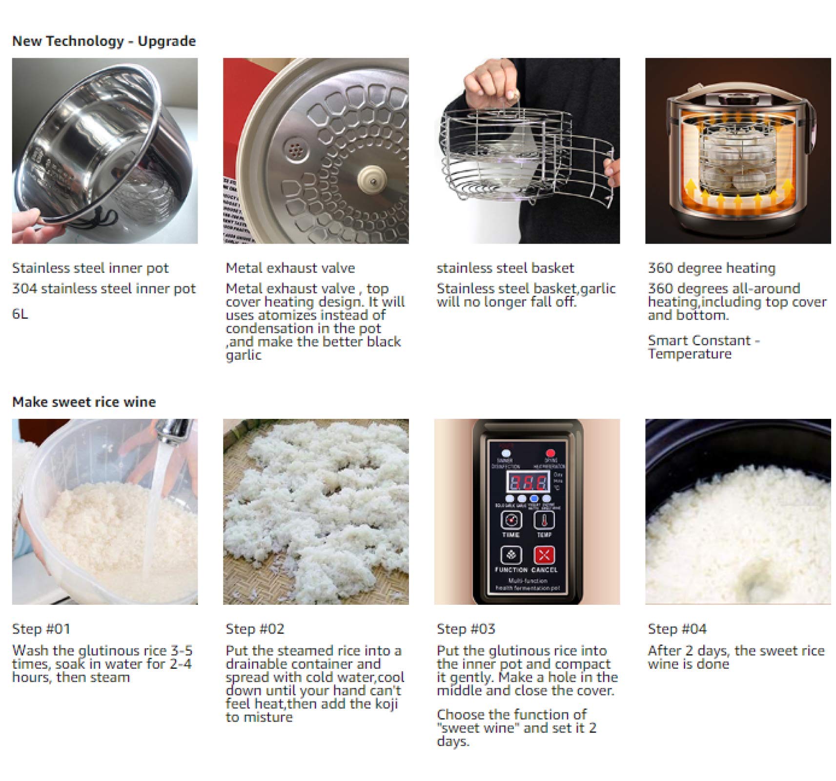 DFEDHF Fermentador de AJO Negro, máquina eléctrica automática con función de secado, fermentador doméstico de AJO