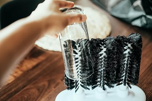 Miniatura 7 de Cepillo de limpieza de vidrio, arandela de vidrio de 3 cepillos - Enjuague de vidrio triple, cepillo para lavadora de tazas, cepillos de vidrio para