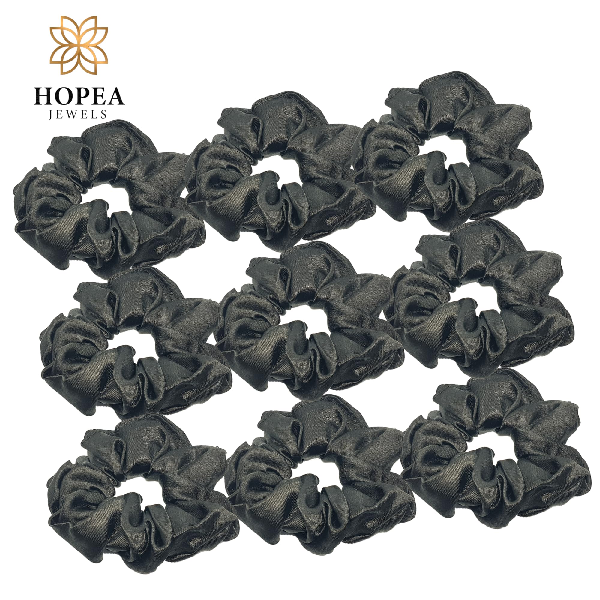 Hopea Extra Premium 12 Pc Satin Hair Band/Scrunchies For Women and Girls/Hair bands for women stylish/Hair band for women wedding (Premium Black 12 Pcs - Image 4