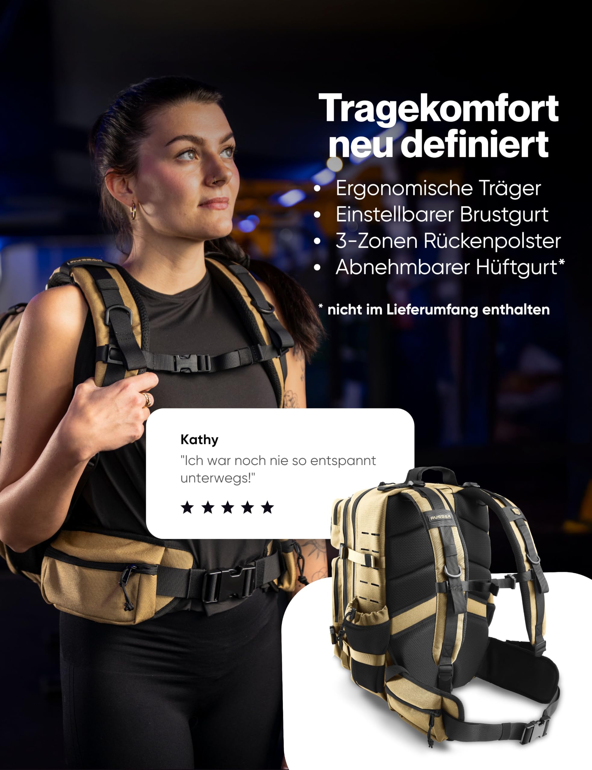 RUGSAK ALPHA | Taktischer Rucksack [20-45L] Wasserdicht & EXTREM Robust | Militär Survival Backpack | für Outdoor Arbeit Wandern Camping und Gym | Molle Reiserucksack Herren & Damen (Desert Sand)