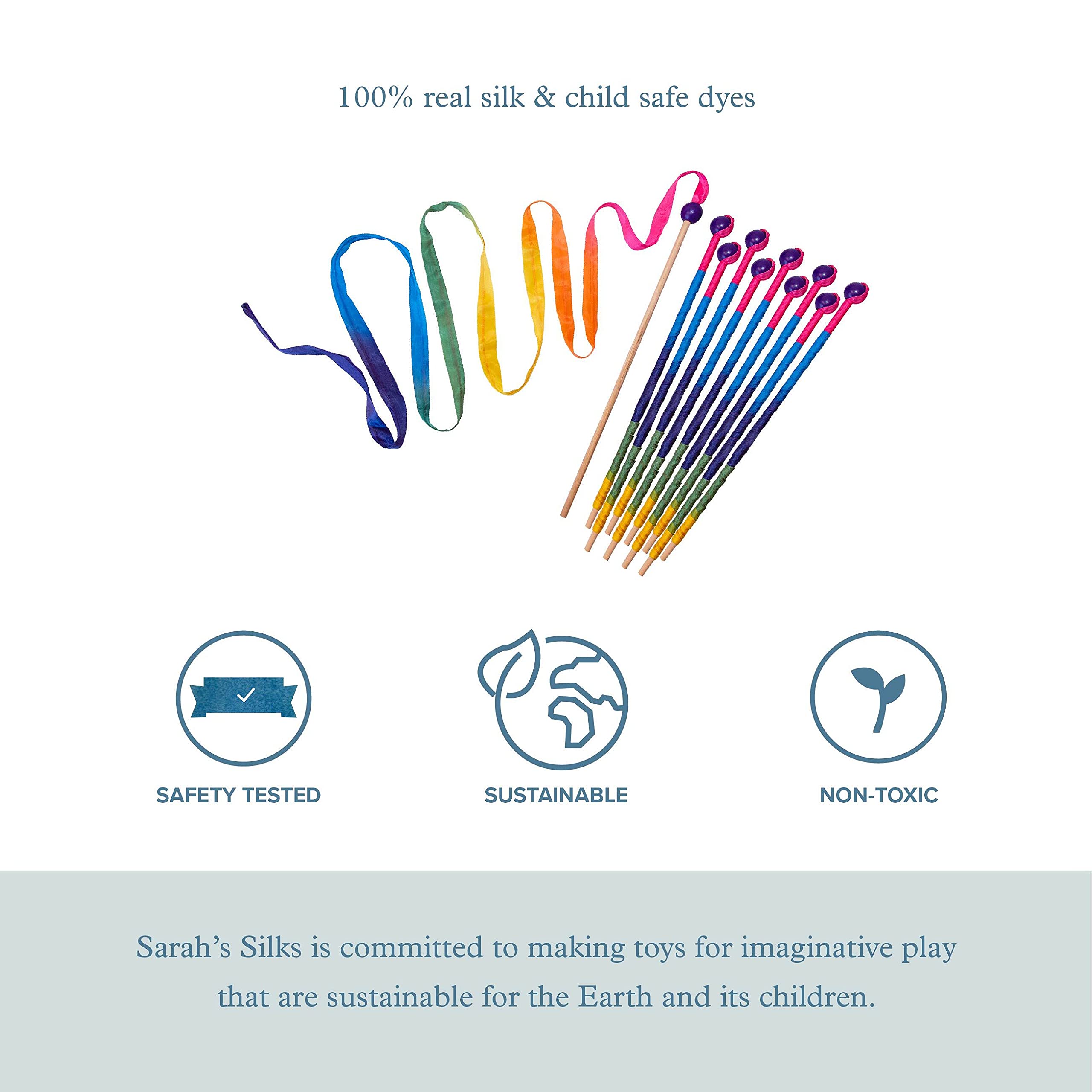 Snapklik.com : Sarahs Silks Rainbow Streamer - 8 Foot Long Ribbon Wand ...