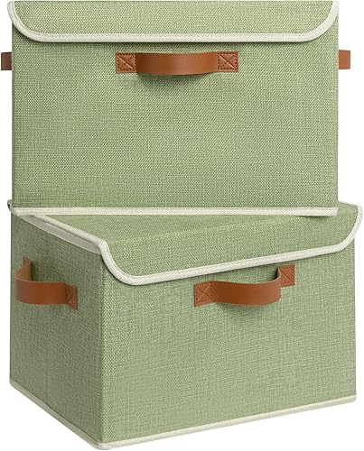 Miniatura 1 de GRANNY SAYS Contenedores de almacenamiento de tela con tapas, cajas de almacenamiento decorativas, caja de memoria de recuerdos, cestas de estante